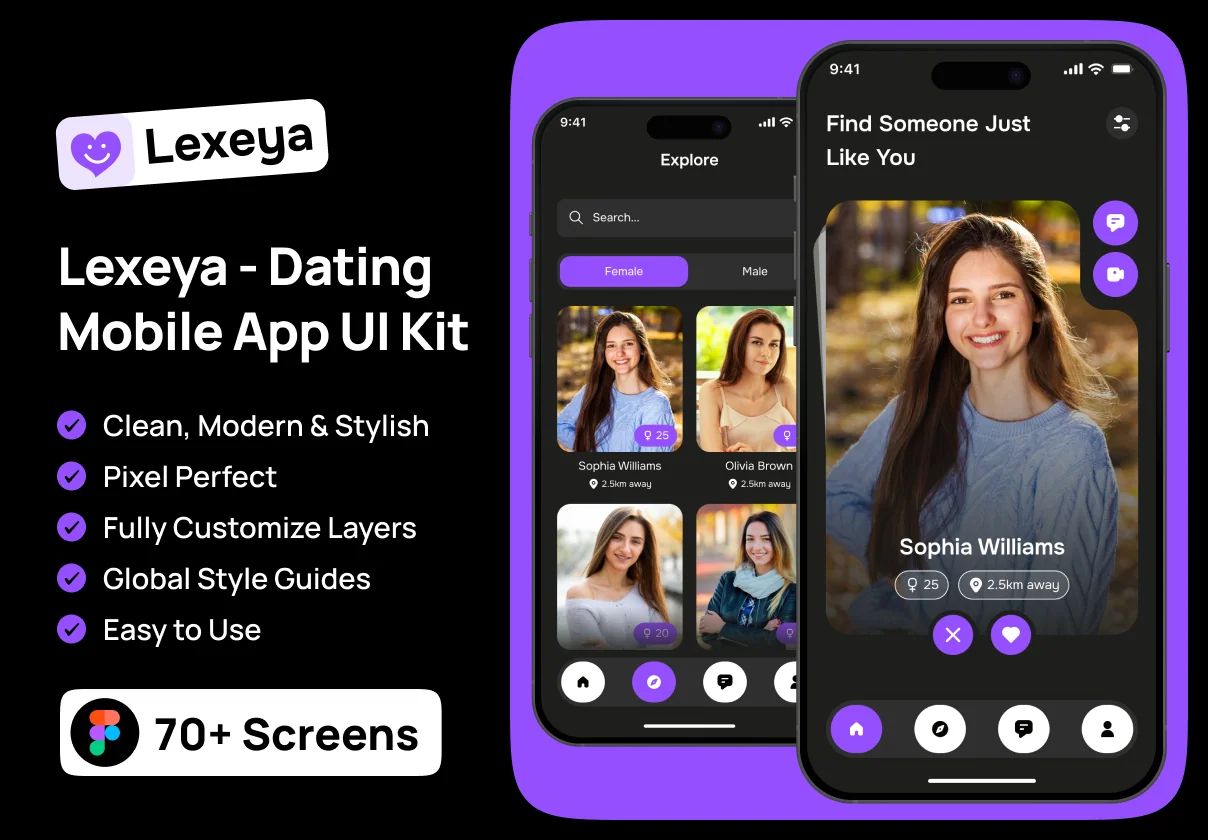Lexeya - Dating Mobile App UI Kit