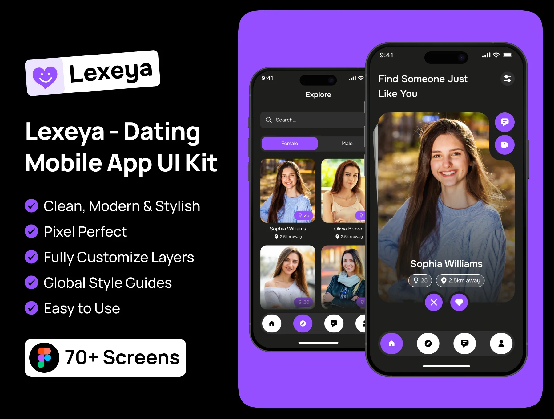 Lexeya - Dating Mobile App UI Kit