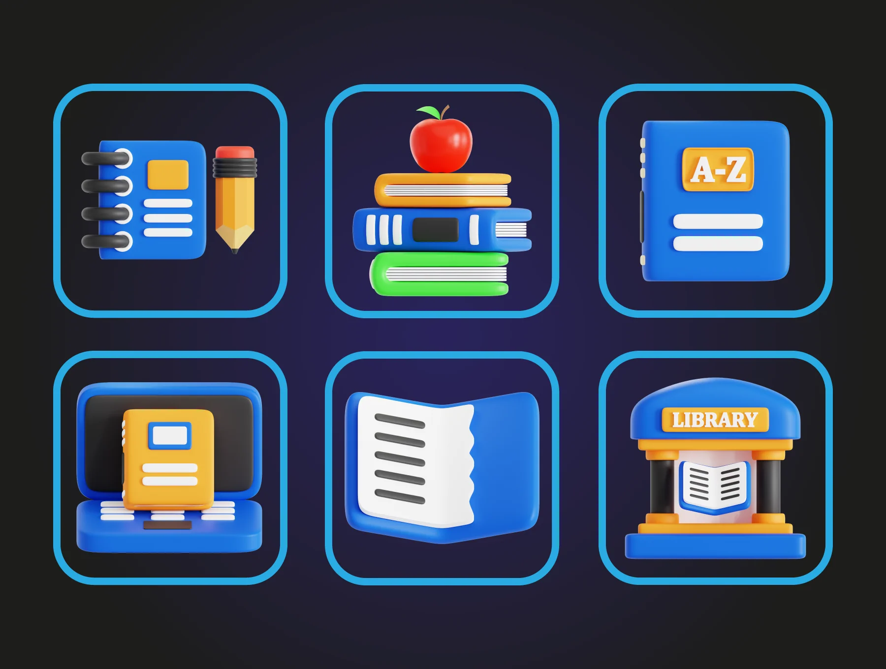 Library 3D Icon Pack 5