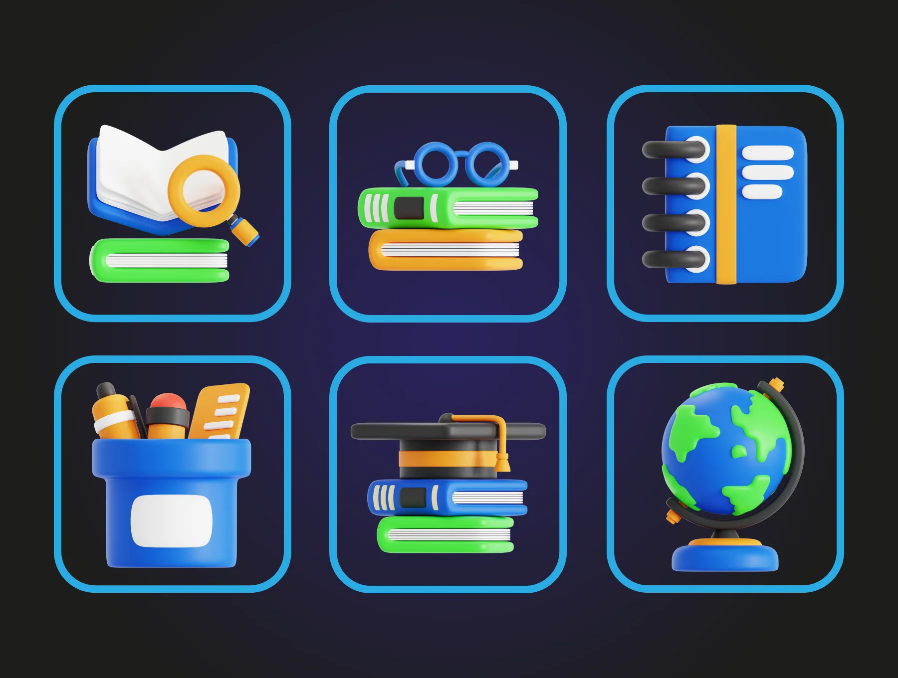 Library 3D Icon Pack 6