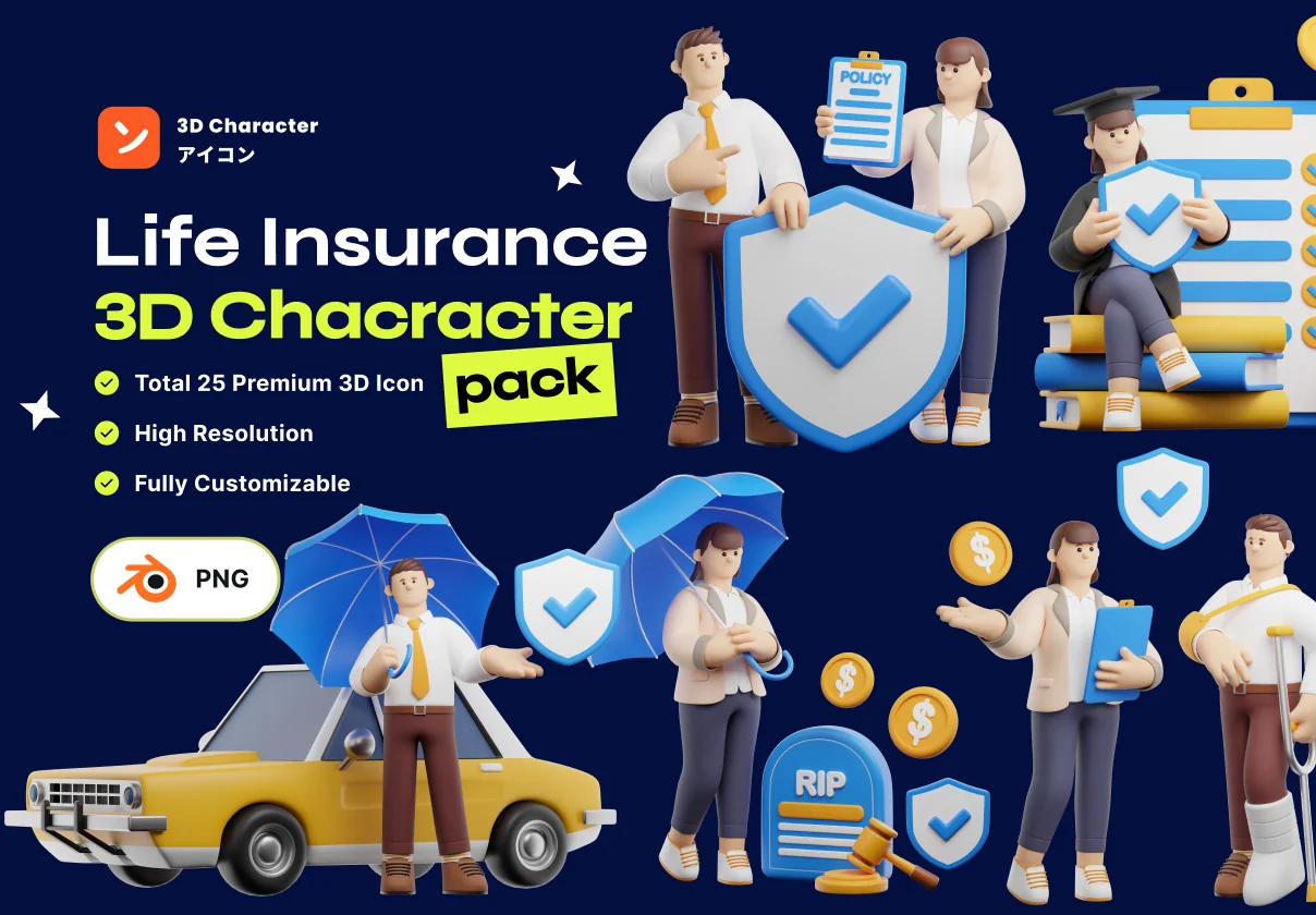 Life Insurance 3D Character  Pack
