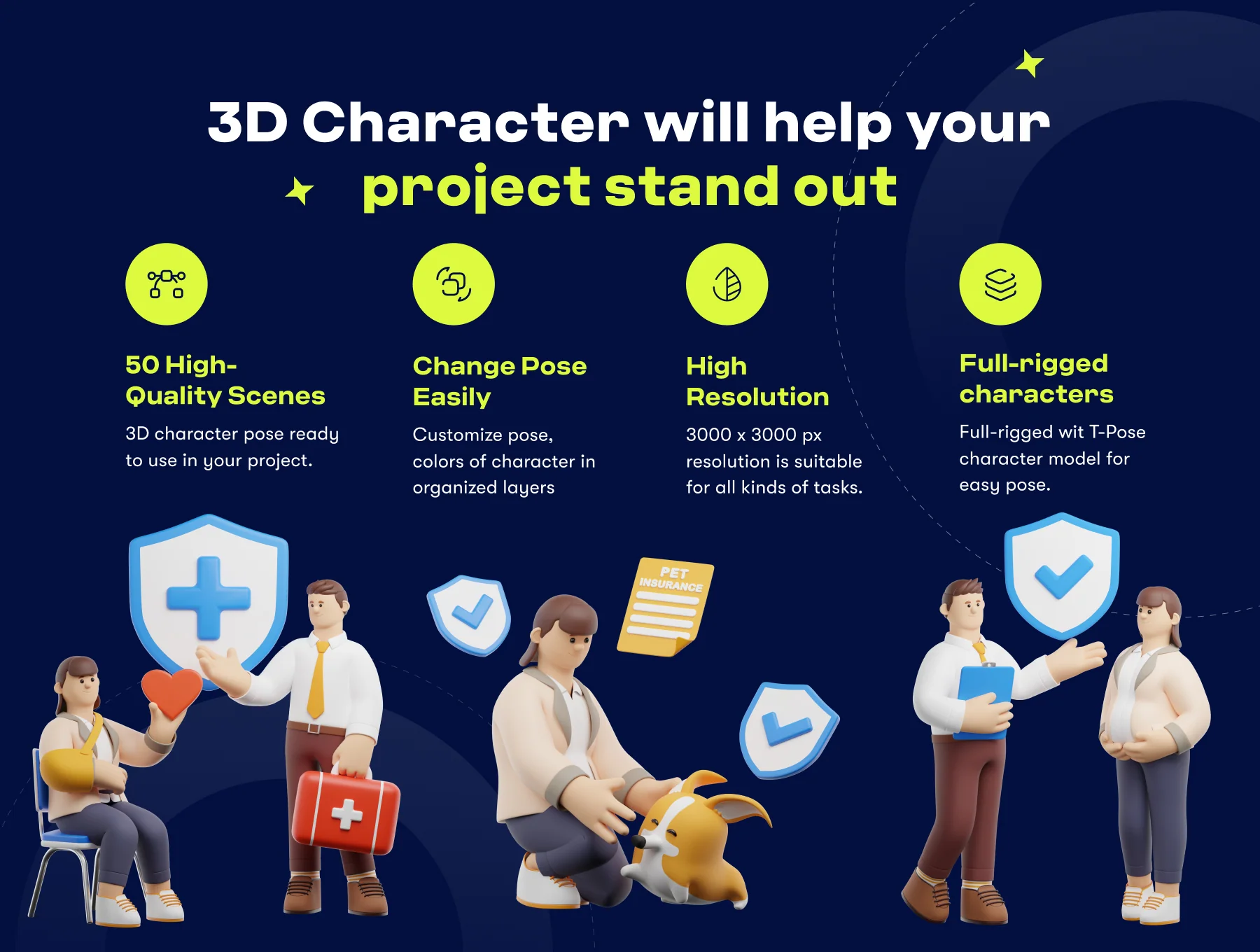 Life Insurance 3D Character  Pack 3