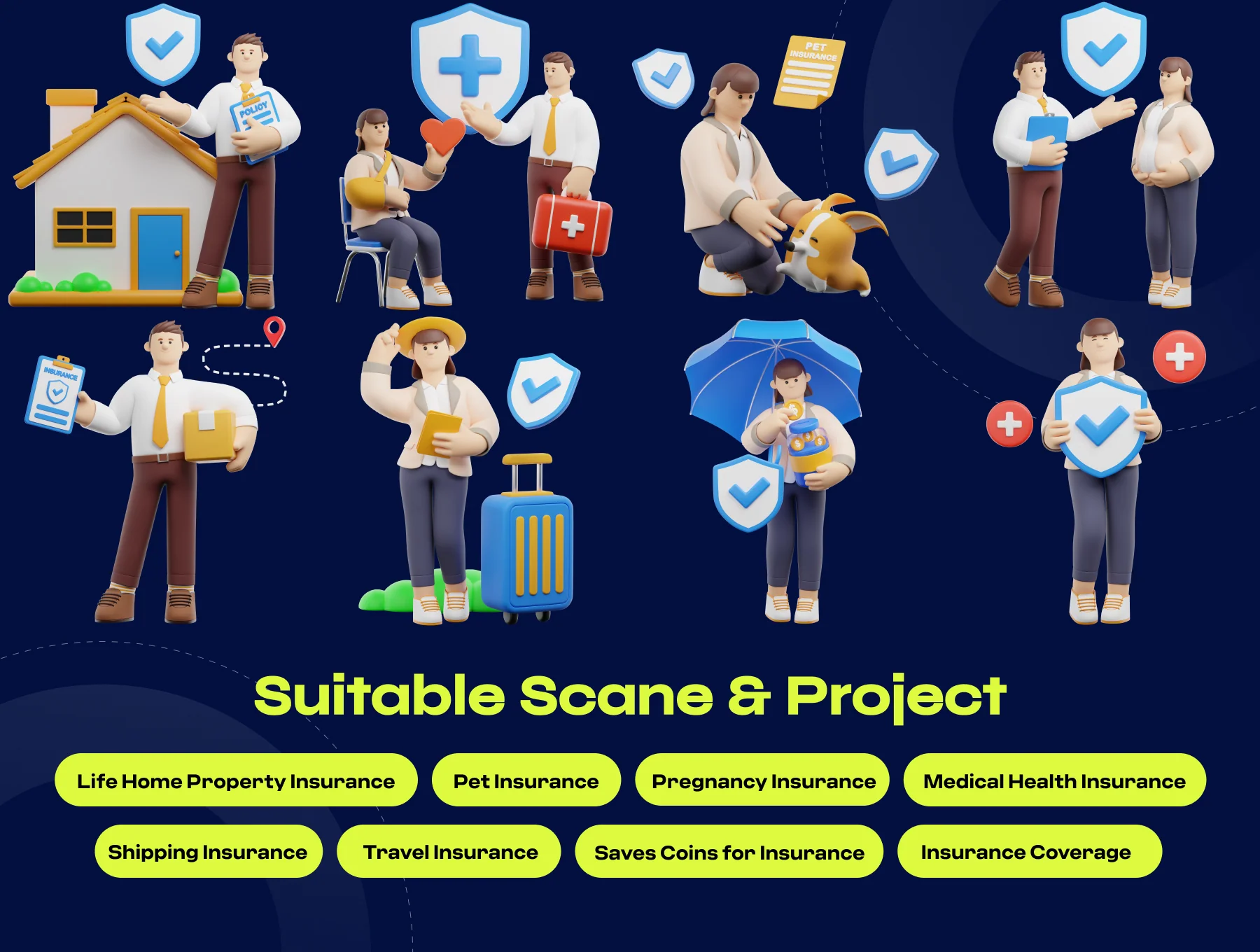 Life Insurance 3D Character  Pack 4
