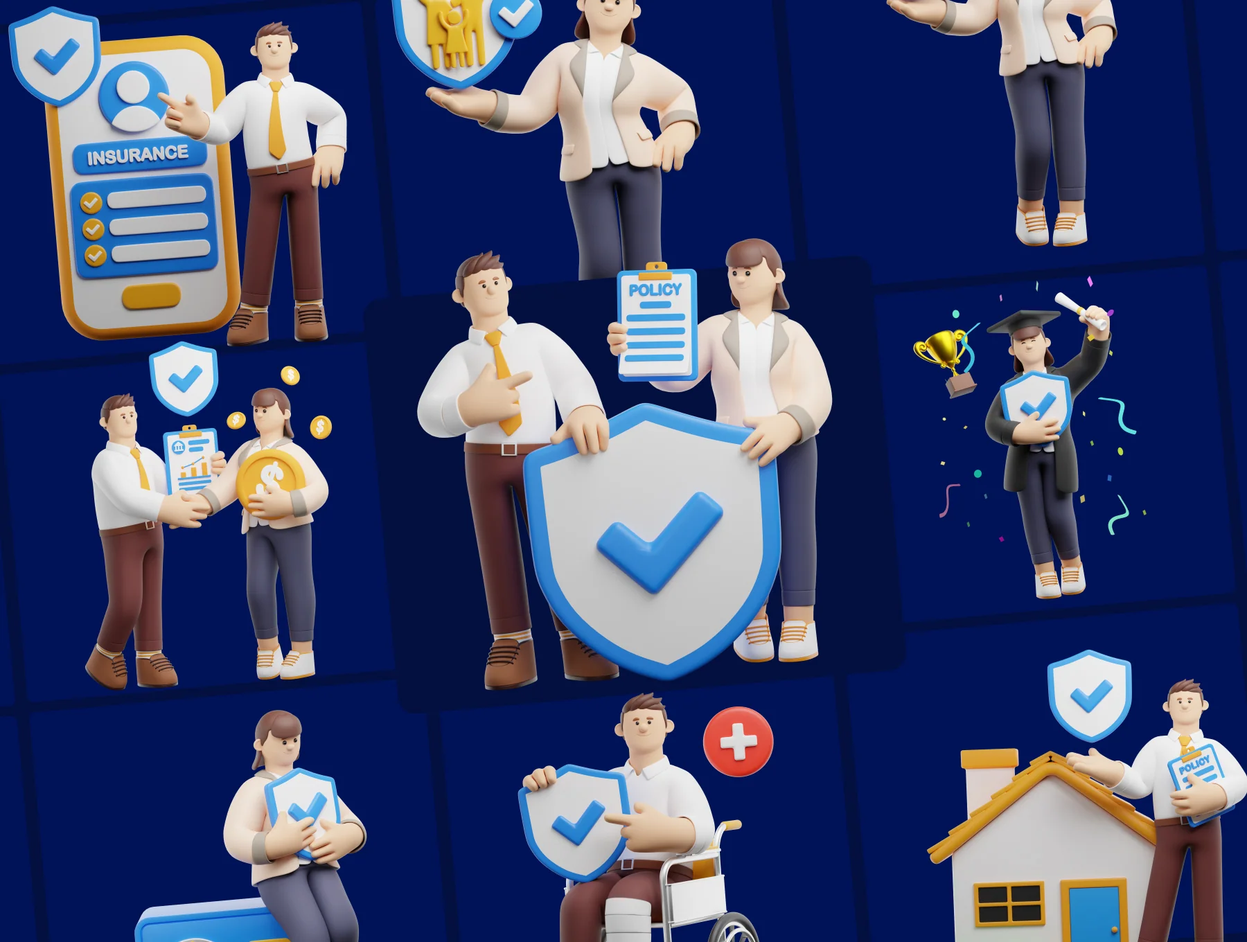 Life Insurance 3D Character  Pack 7