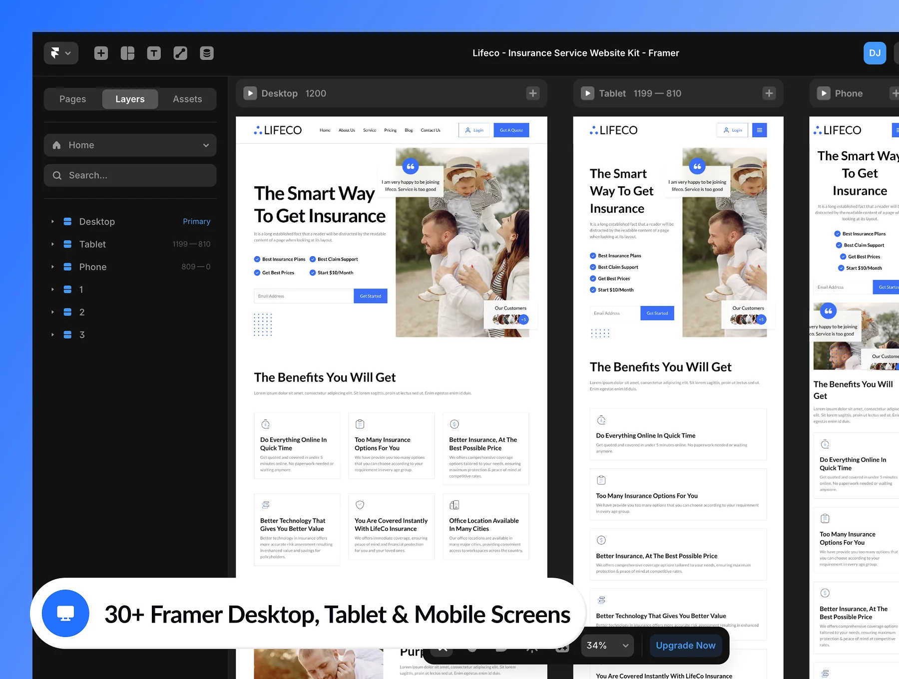 LifeCo - Insurance Service Website Framer Template 7