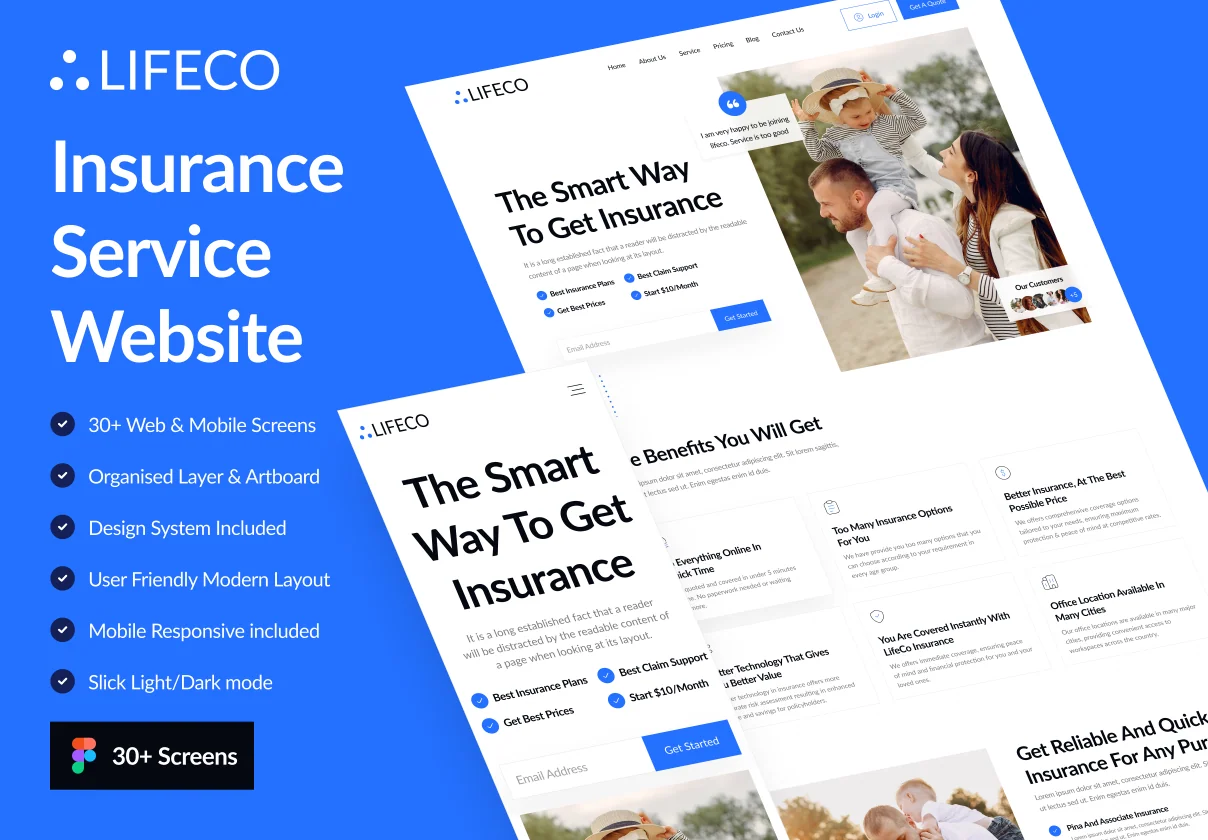 LifeCo - Insurance Service Website UI Kit
