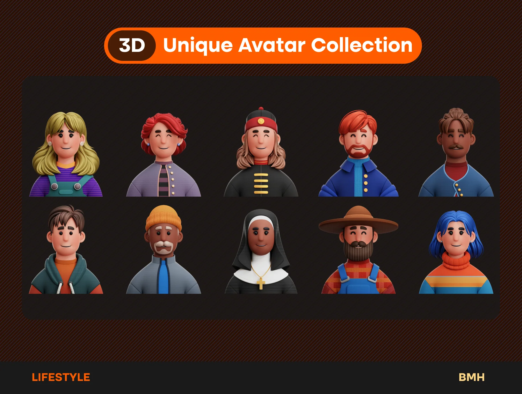 Lifestyle 3D Avatars Illustration 8