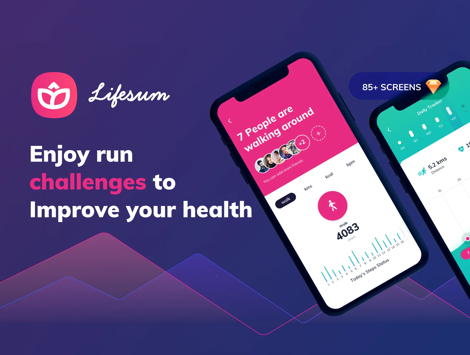 Lifesum Health and Fitness Mobile App - UI kit