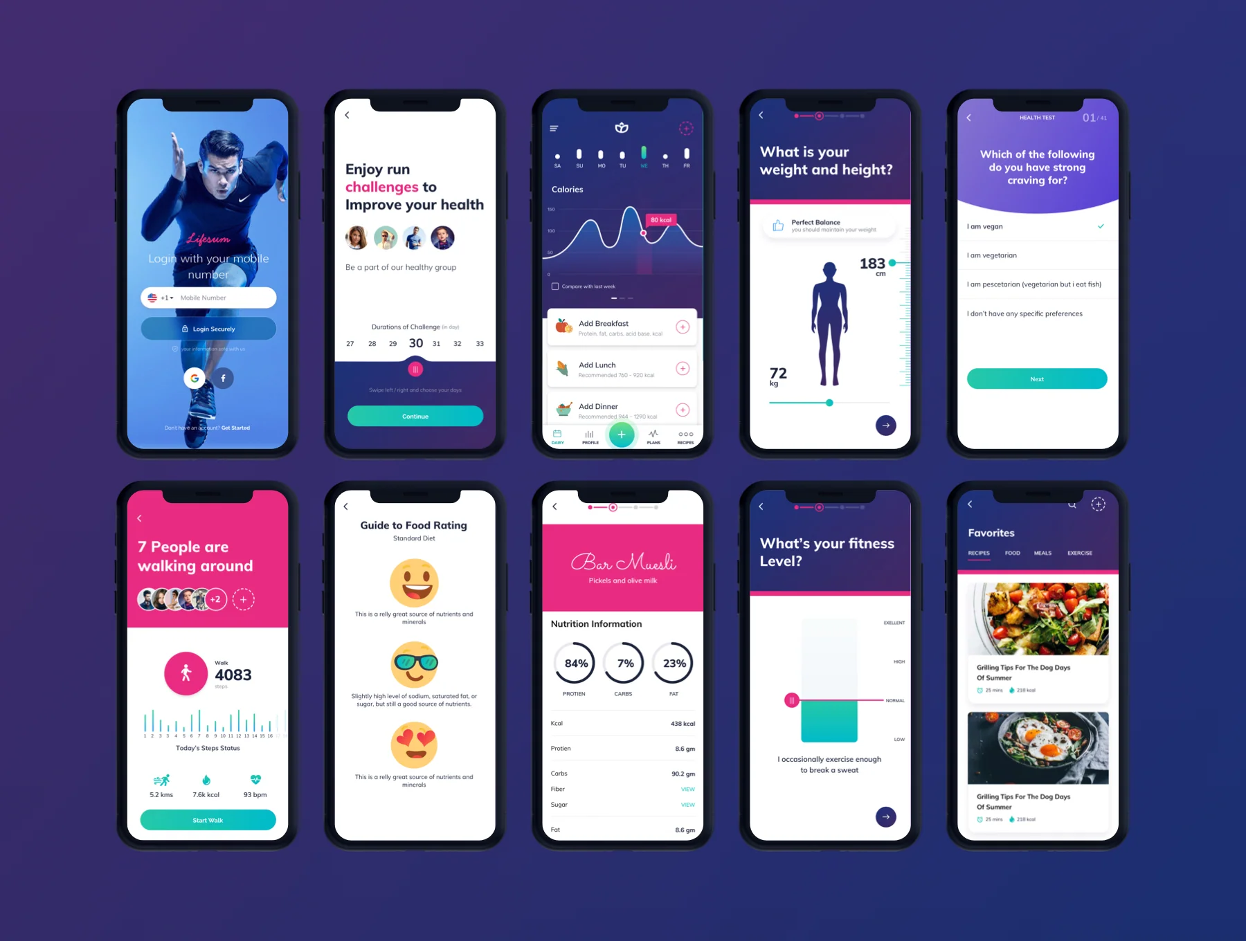 Lifesum Health and Fitness Mobile App - UI kit 4