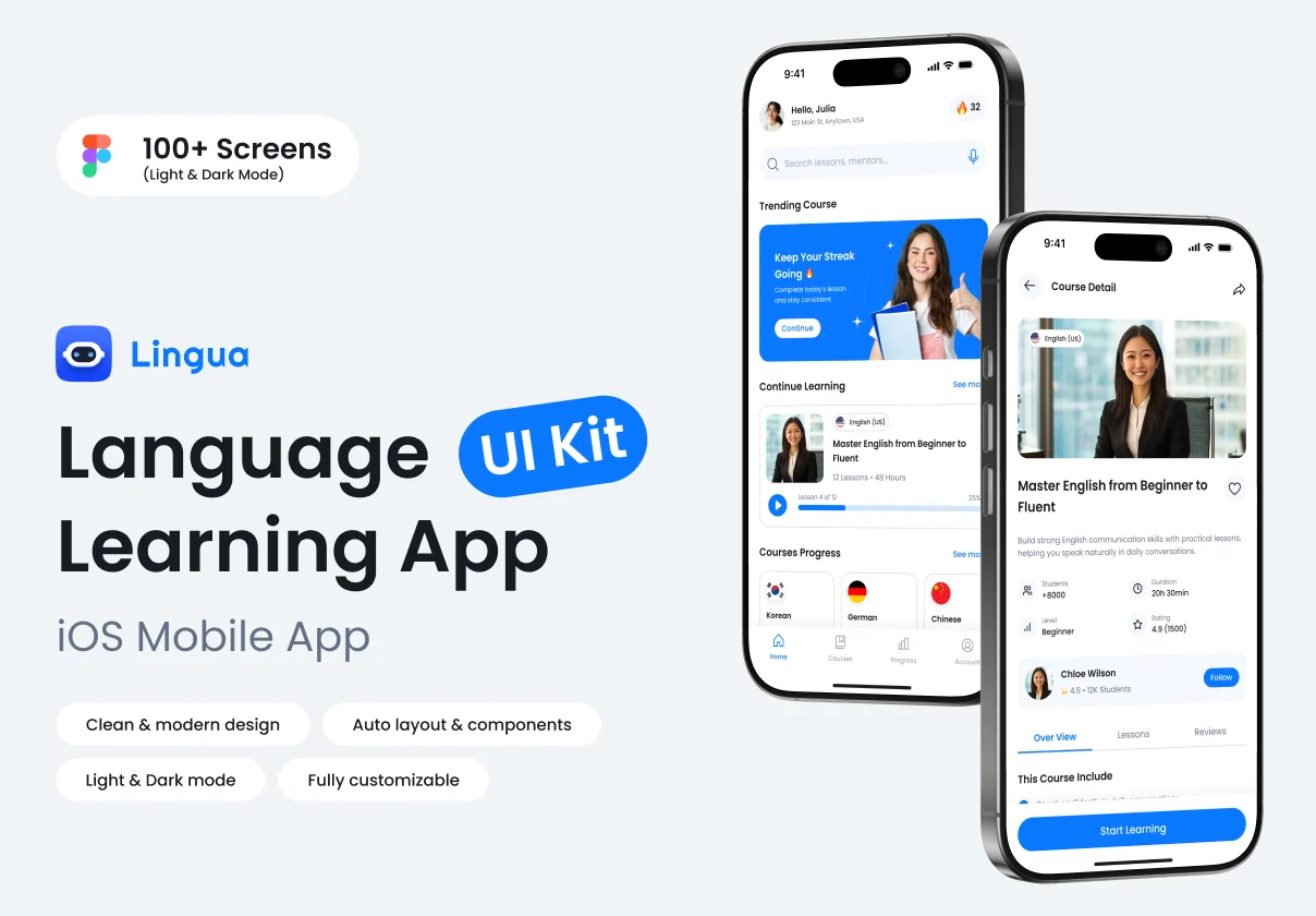 Lingua — AI Language Learning App UI Kit