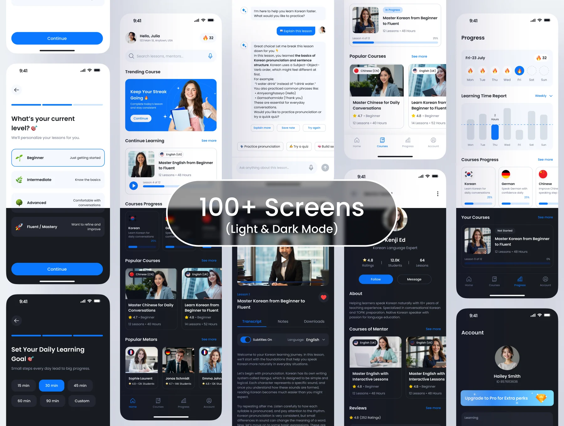 Lingua — AI Language Learning App UI Kit 6