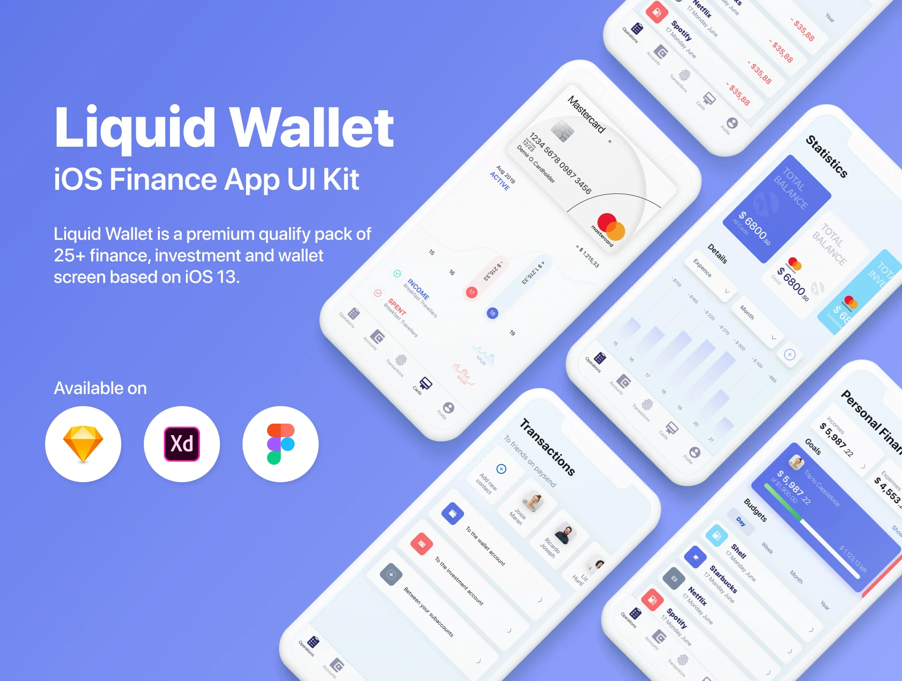 Liquid Wallet Finance Investment Payment iOS Mobile App UI Kit