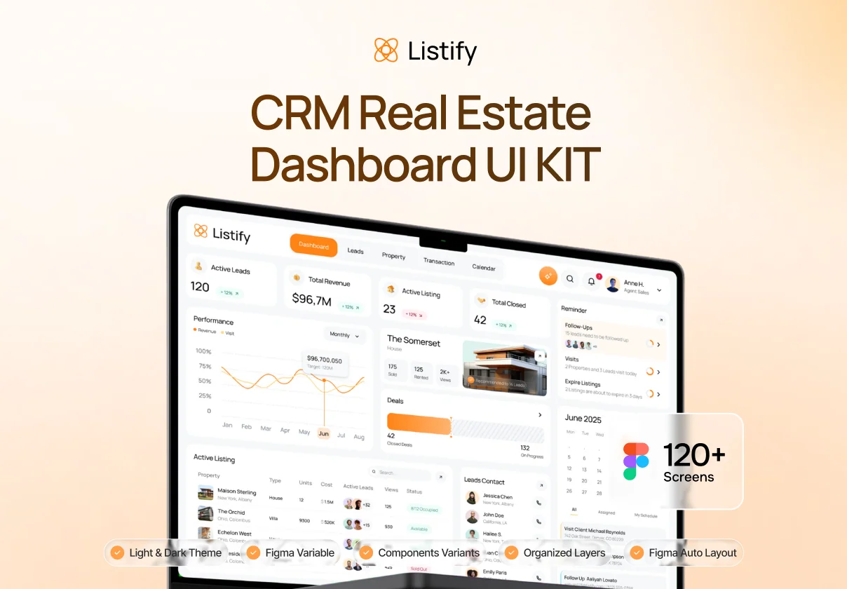 Listify - CRM Real Estate Dashboard UI KIT
