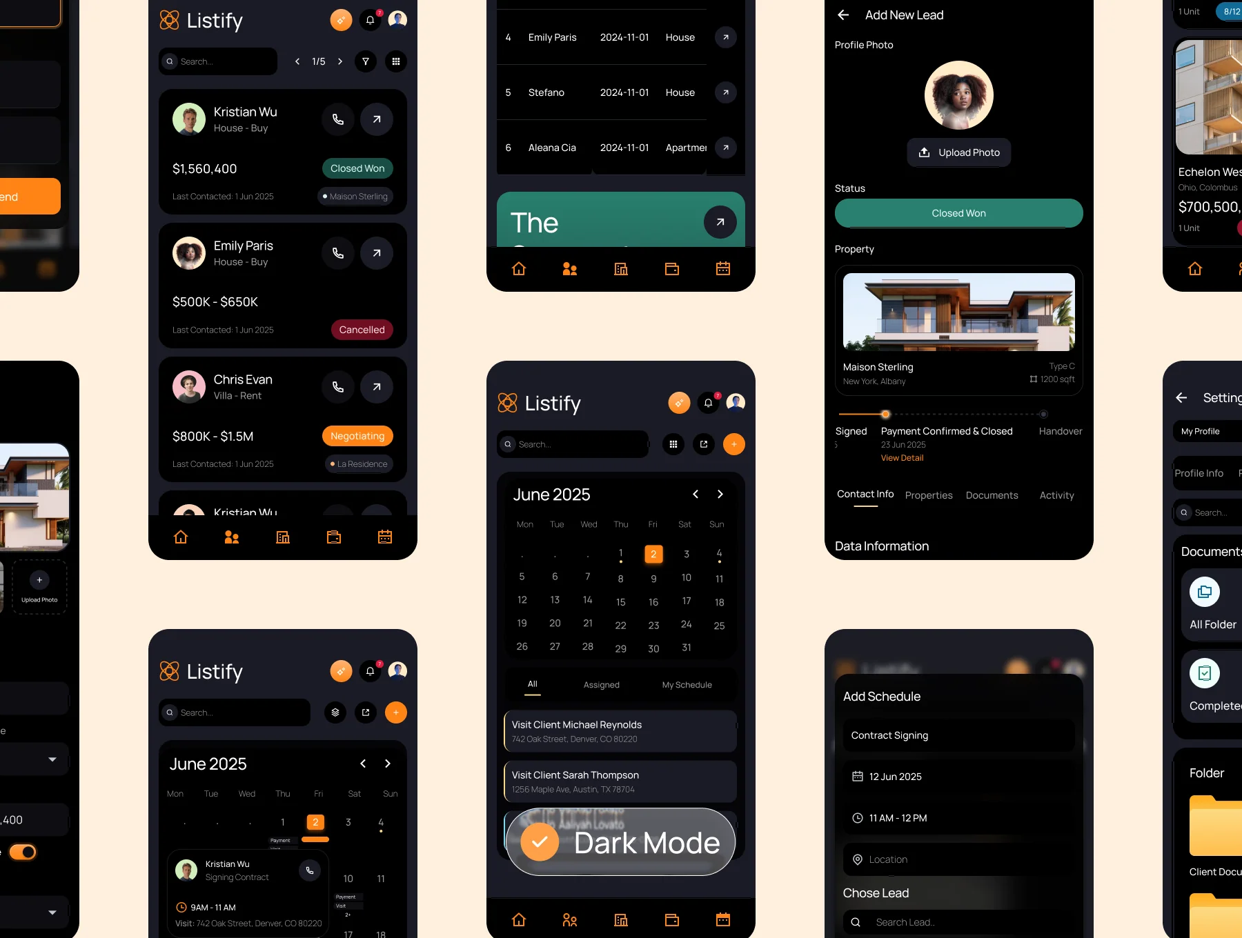 Listify - CRM Real Estate Dashboard UI KIT 6