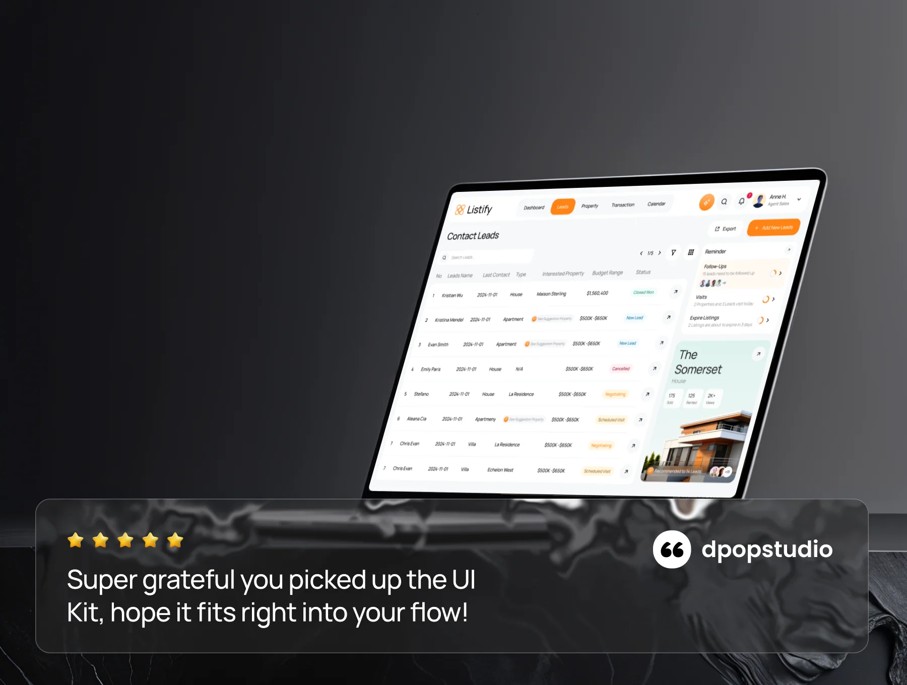 Listify - CRM Real Estate Dashboard UI KIT 8