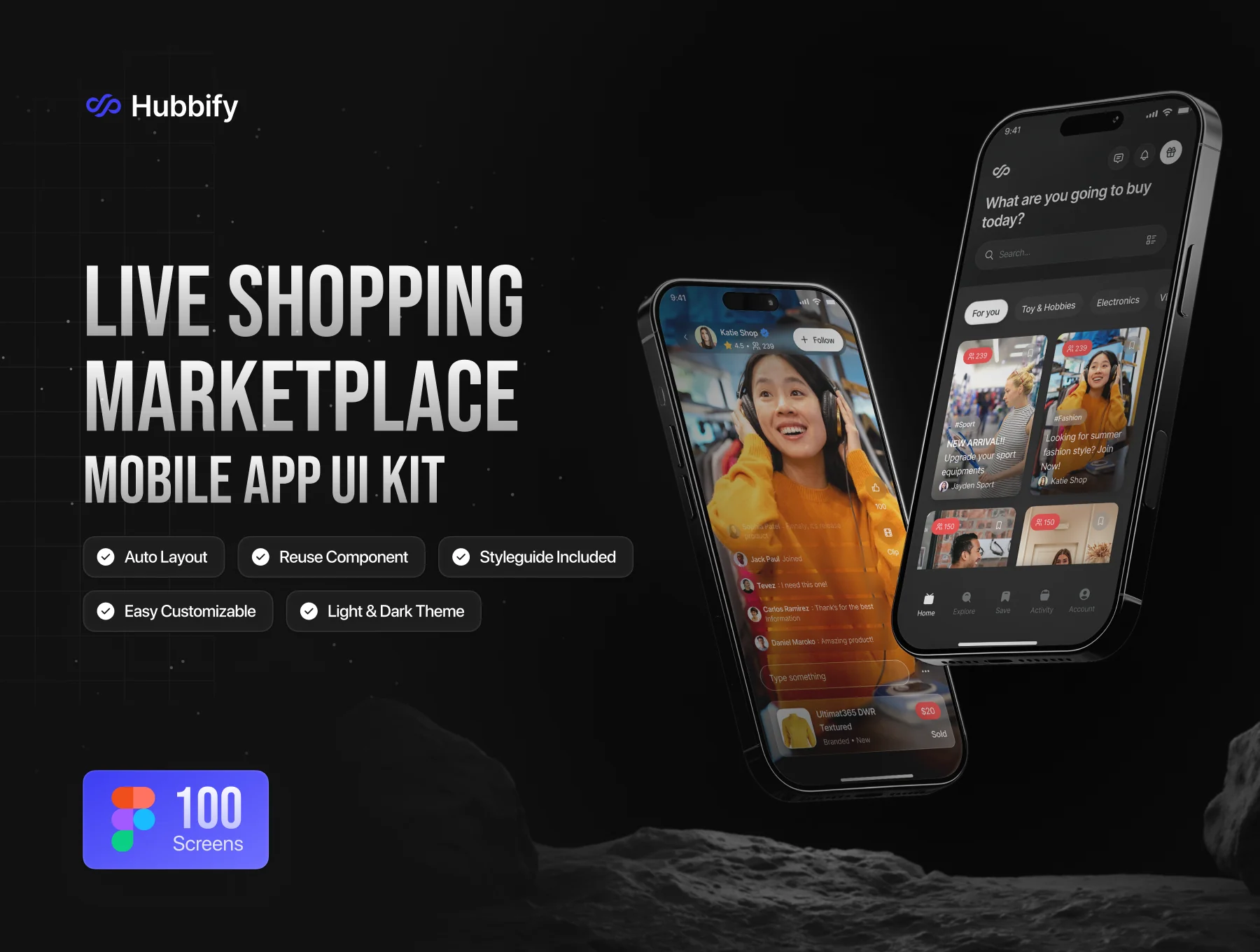 Shopping Marketplace Mobile App UI Kit - Hubbify
