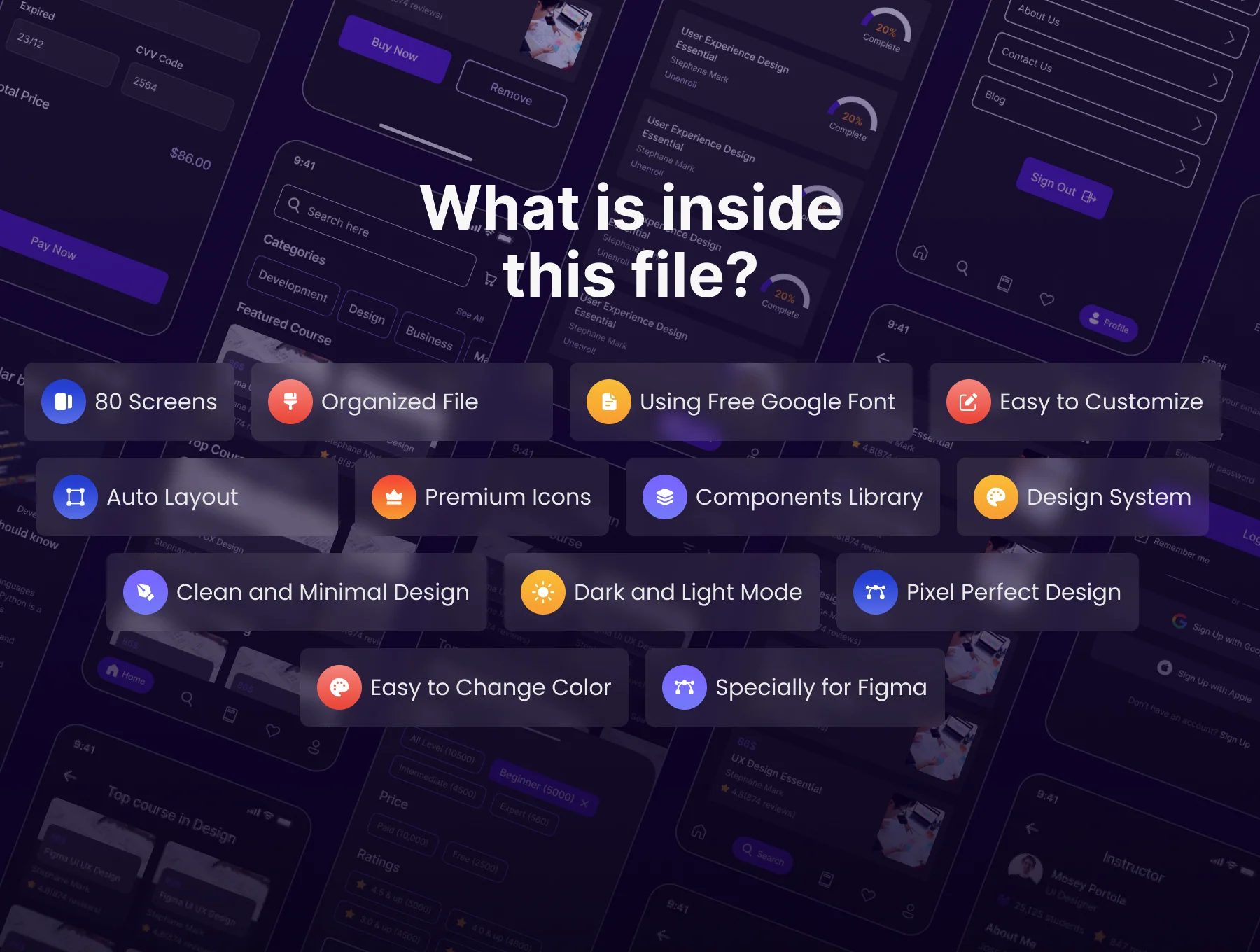 LMS E-learning mobile app Figma UI kit 2