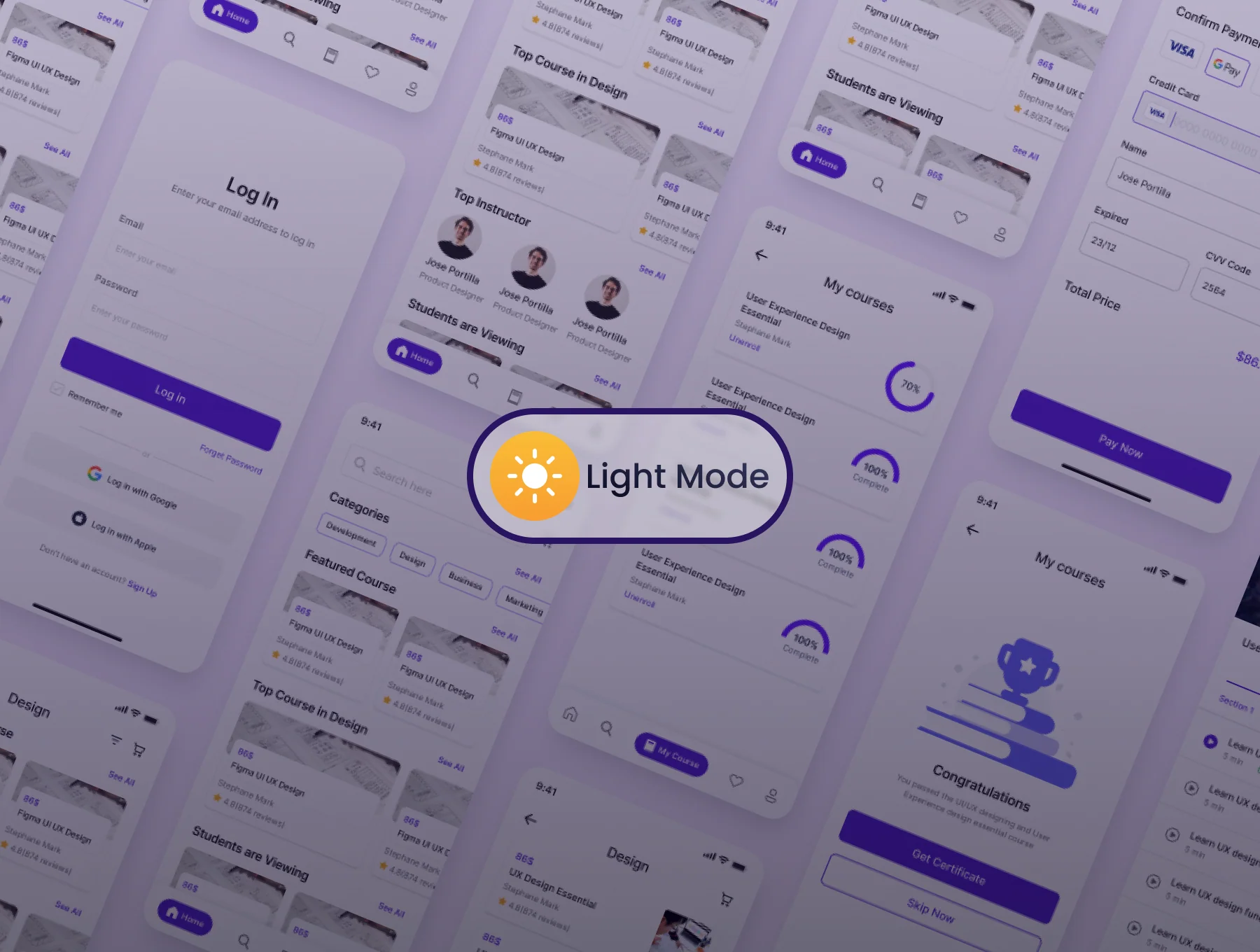 LMS E-learning mobile app Figma UI kit 3