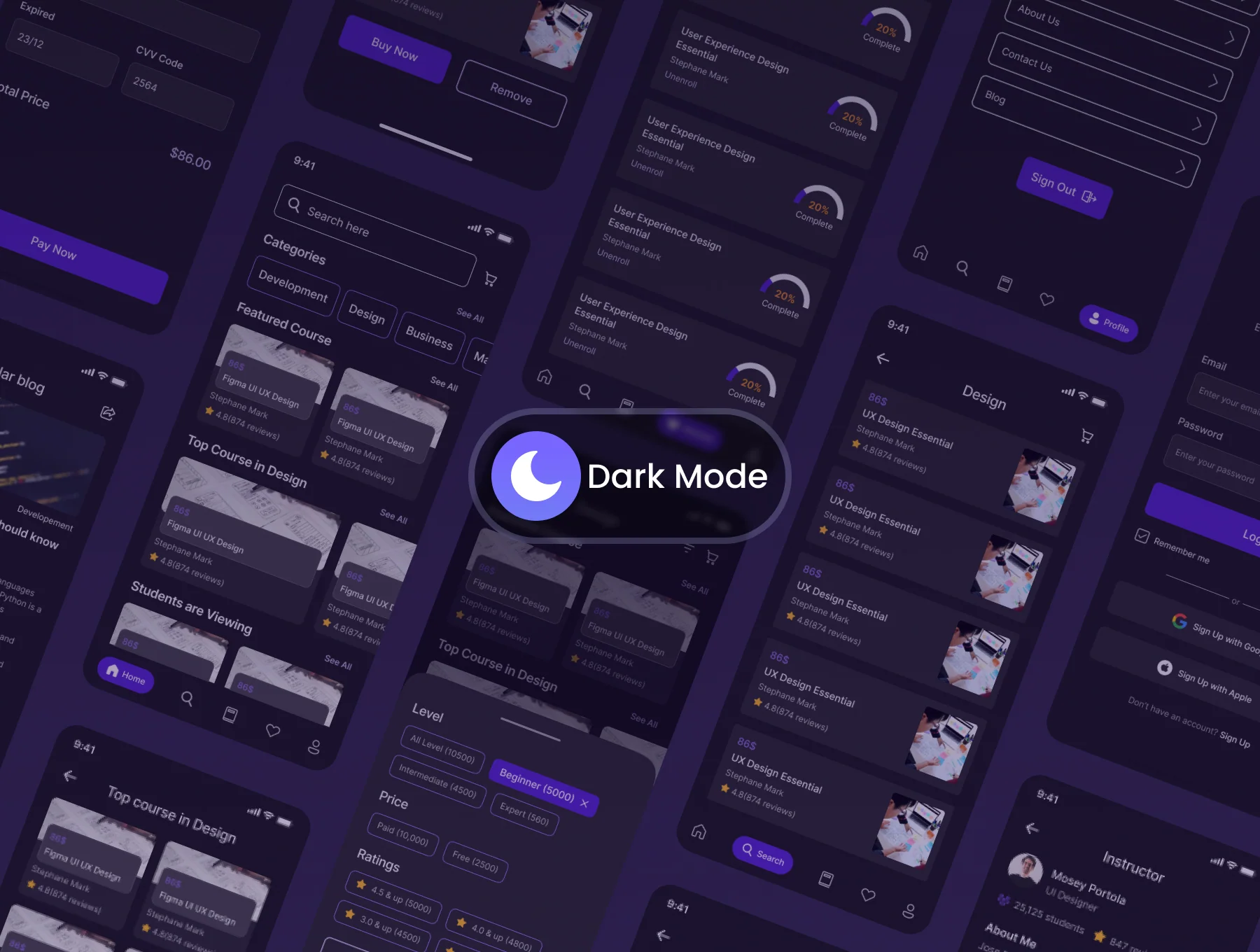 LMS E-learning mobile app Figma UI kit 4