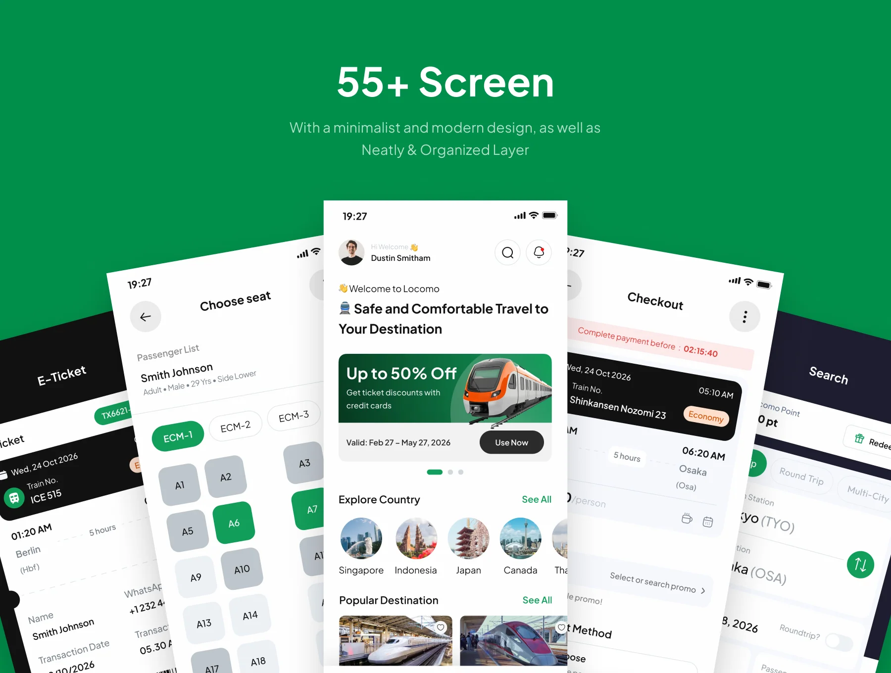 Locomo -  Train Ticket Mobile App UI Kits 4
