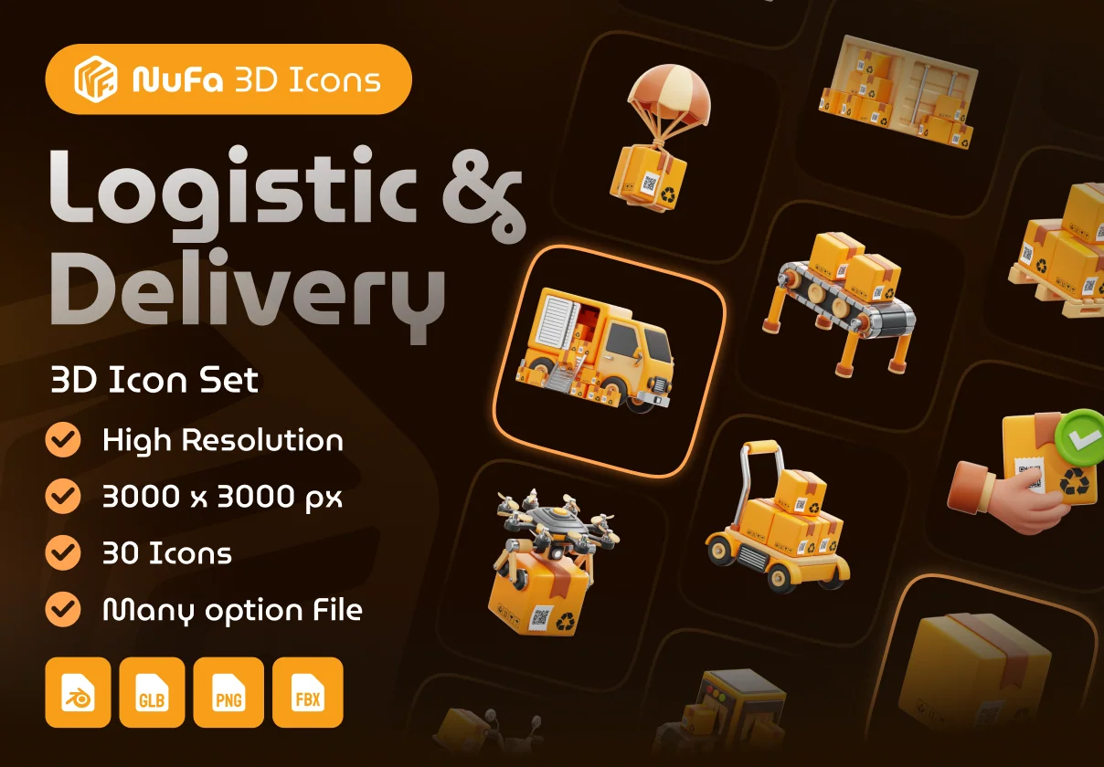 Logistic & Delivery 3D Icon Set