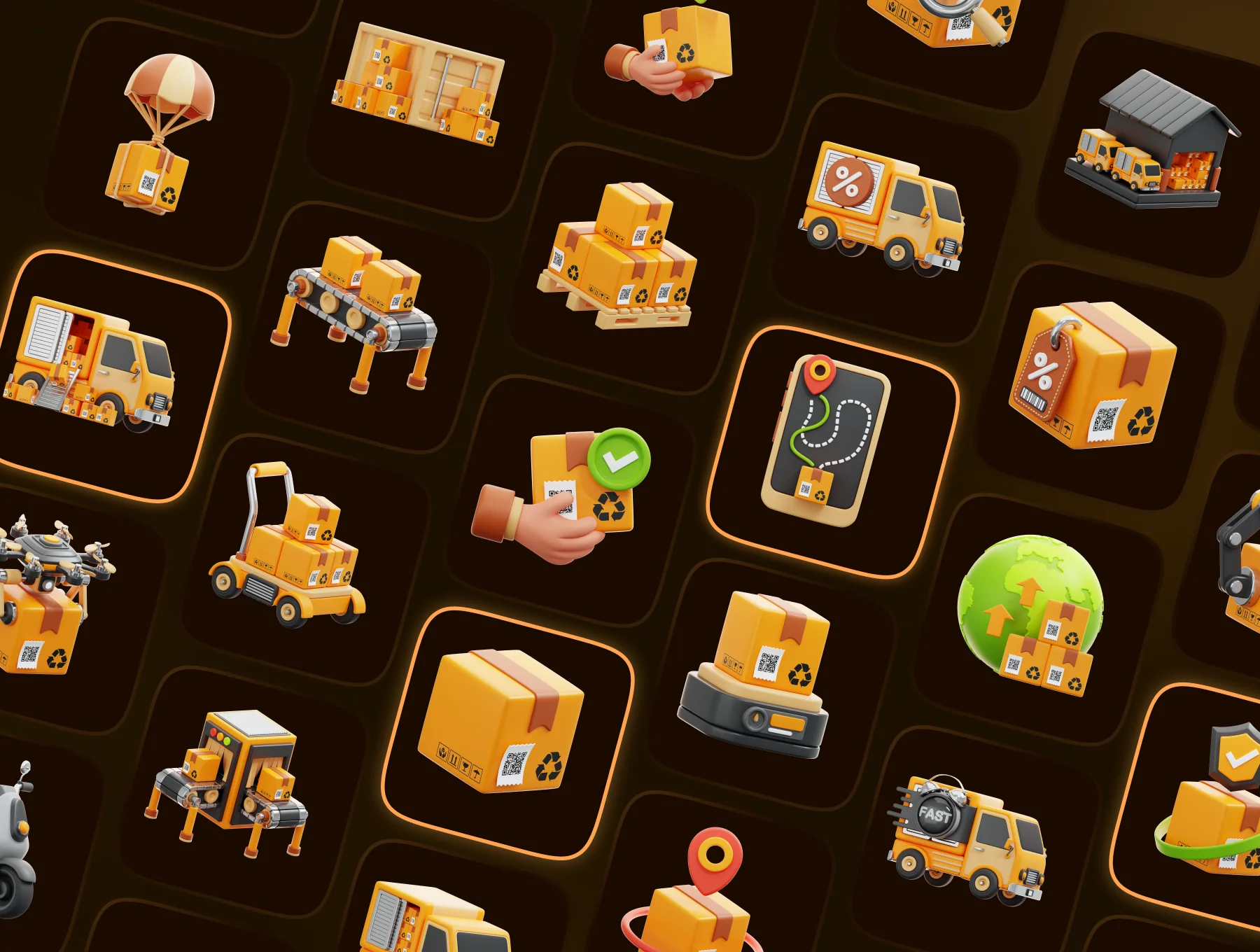 Logistic & Delivery 3D Icon Set 2