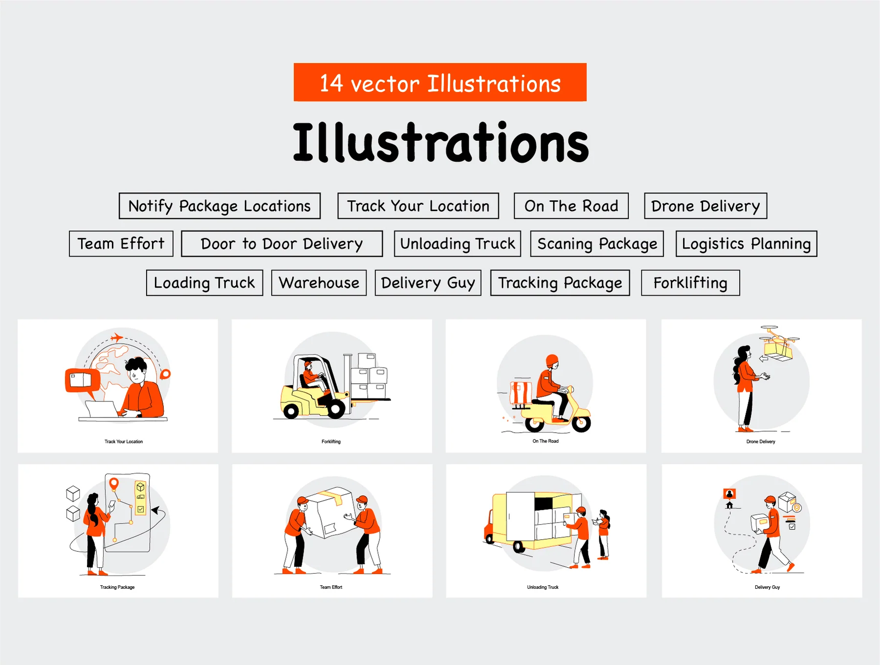 Logistics Freehand Drawing Illustration Pack 2