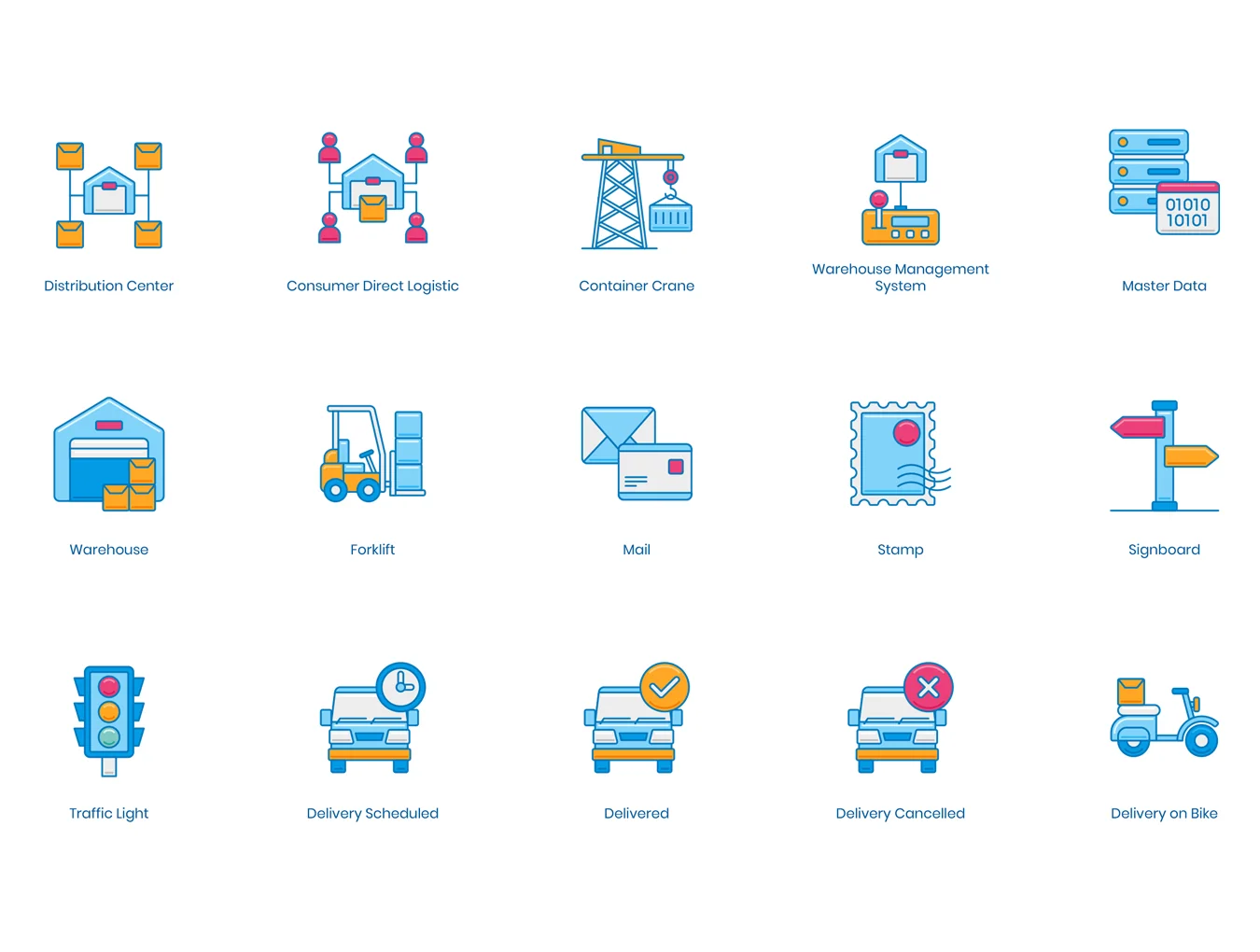 60 Logistics Icons | Ocean Series 6