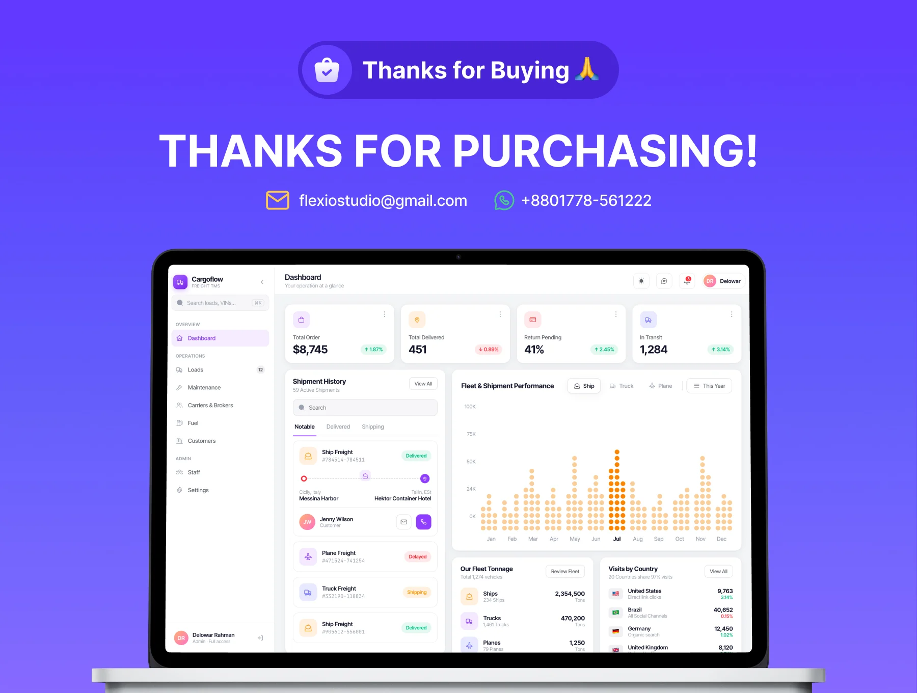 Logistics Management Dashboard HTML Template 4