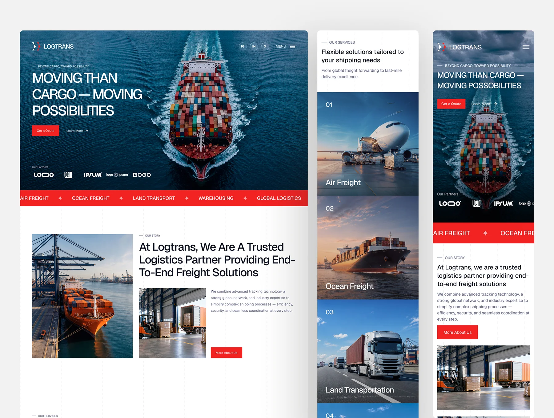 Logtrans - Freight and Logistics Website UI Figma Template 6