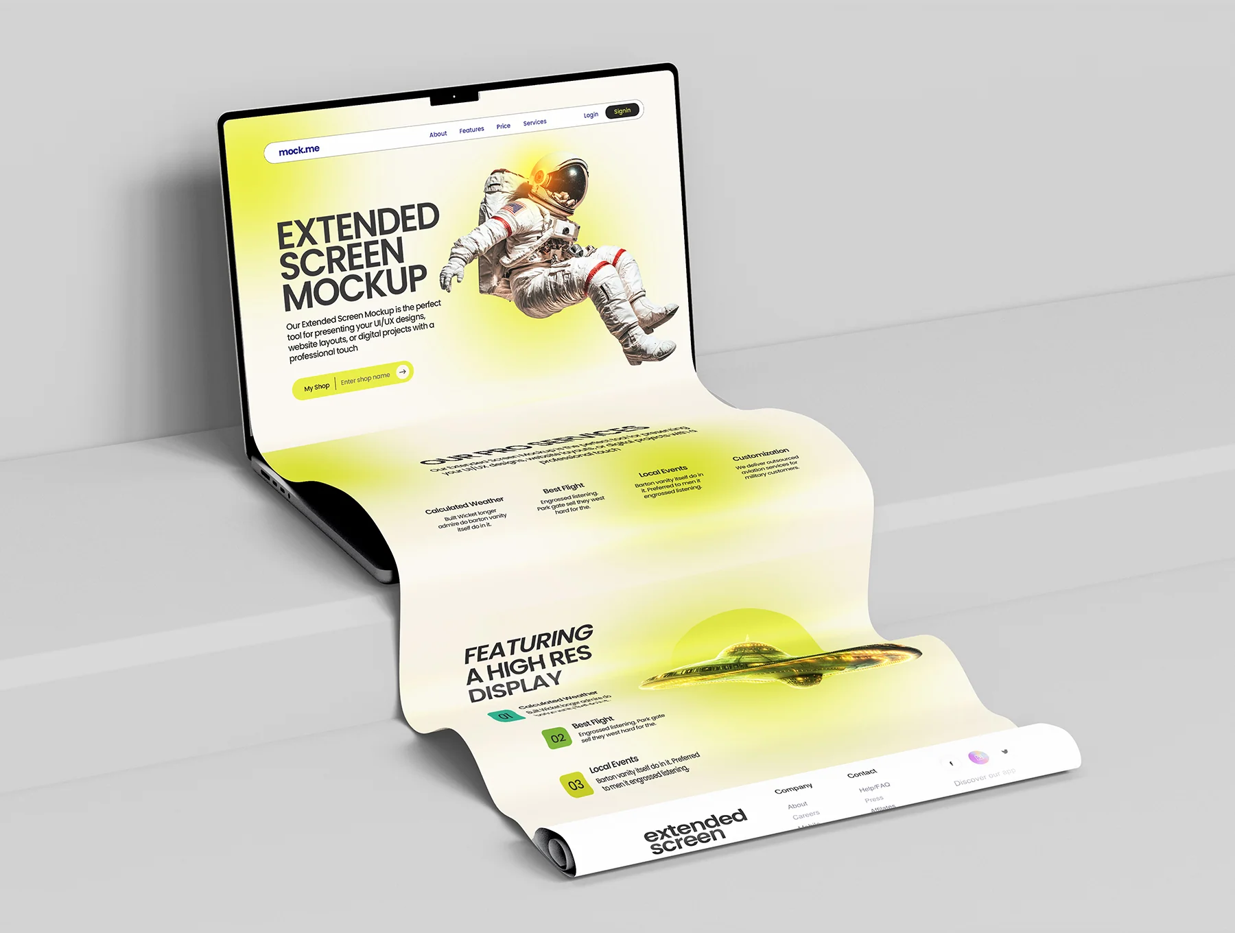 Long Scroll Extended Screen Macbook Mockup Set - 10 Scene