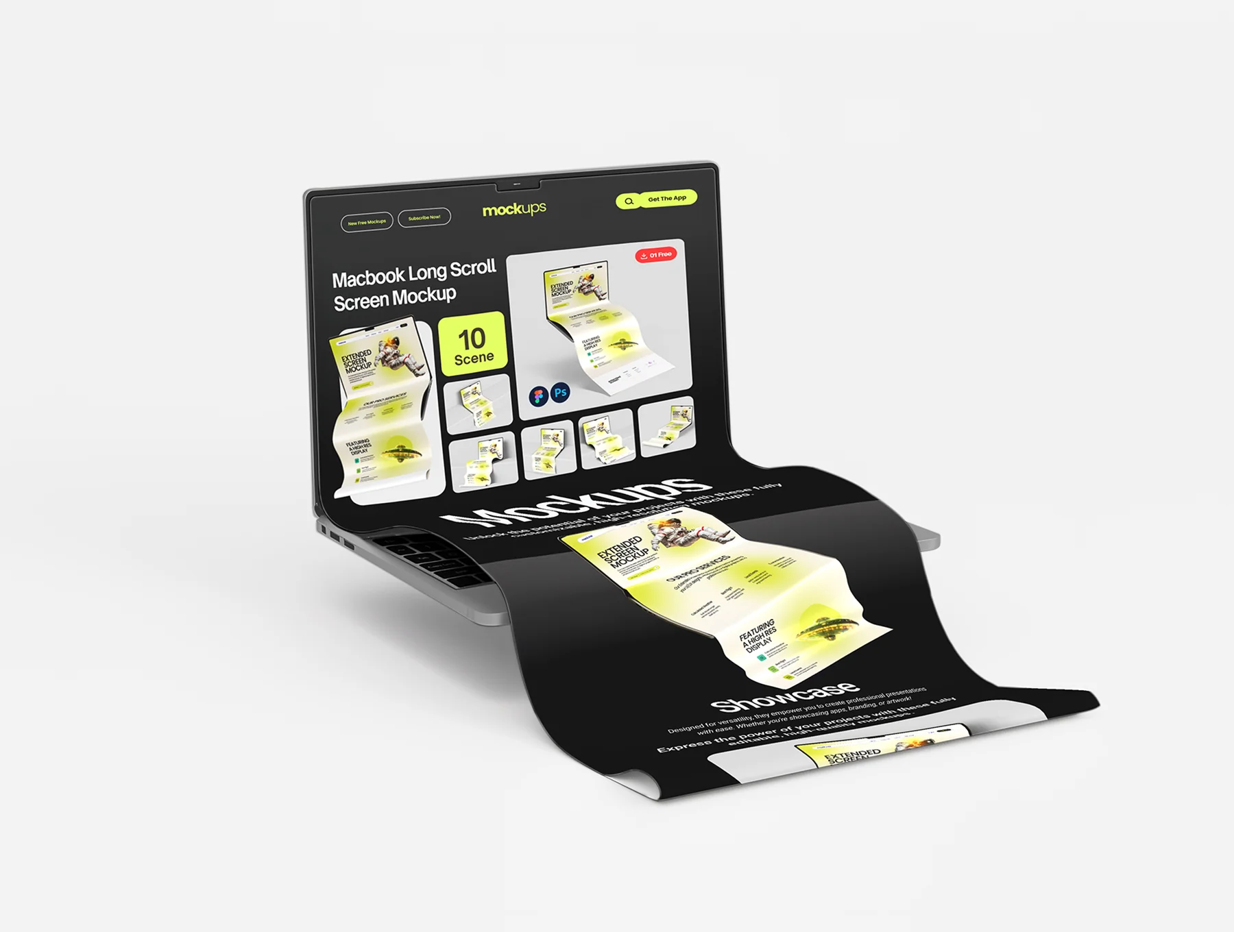 Long Scroll Macbook Extended Screen Mockup Set - 06 Scene