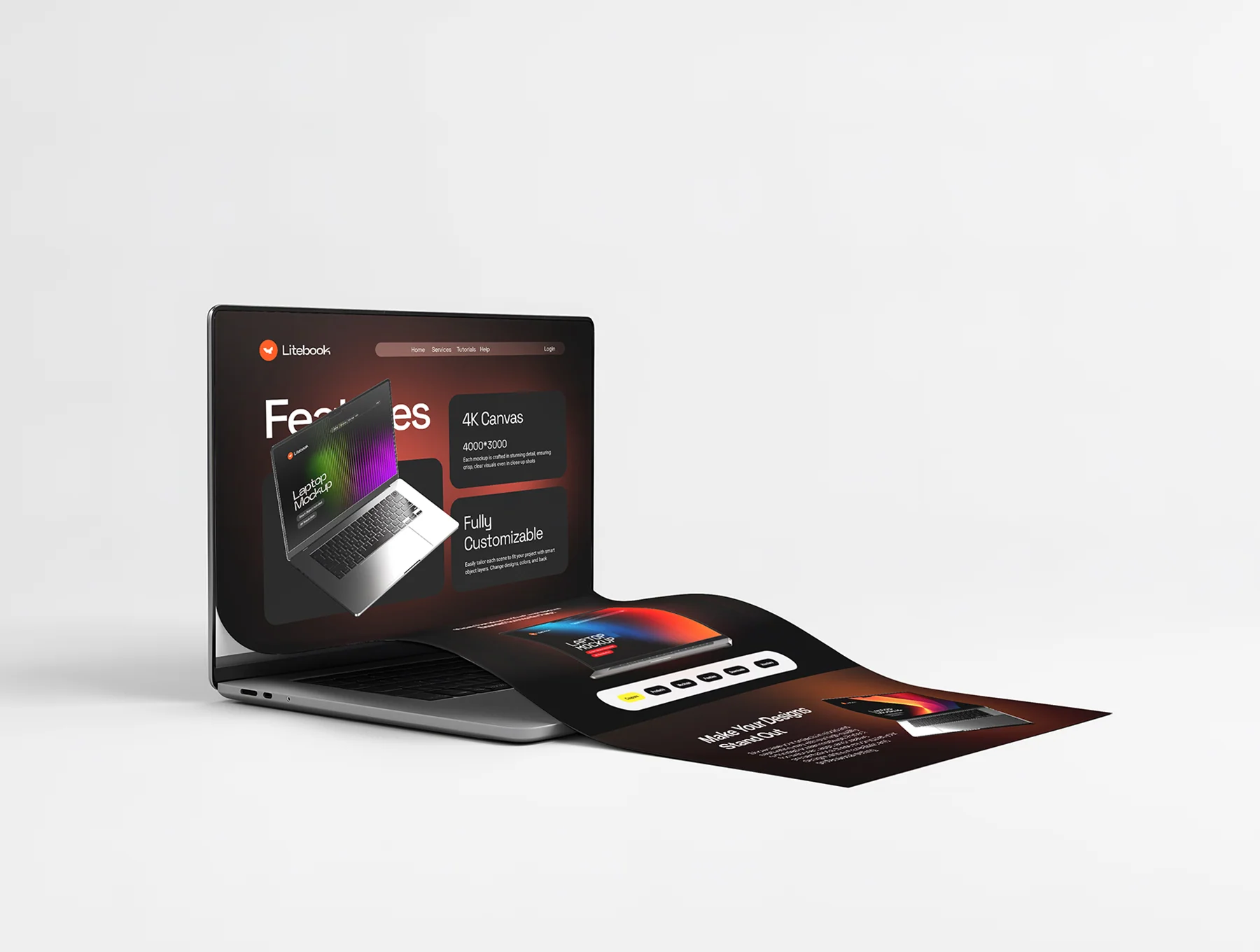 Long Scroll Macbook Extended Screen Mockup Set - 06 Scene 2
