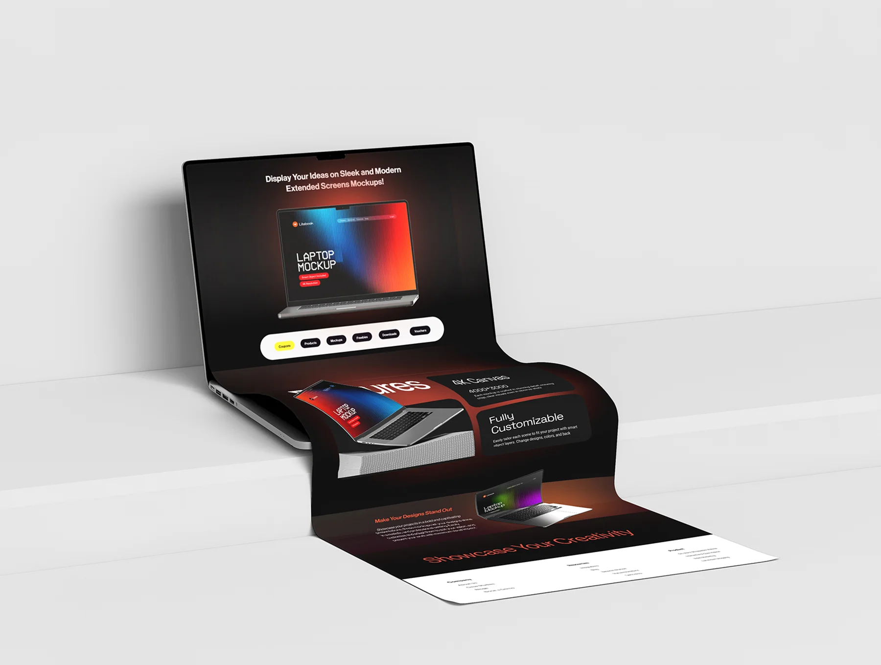 Long Scroll Macbook Extended Screen Mockup Set - 06 Scene 3