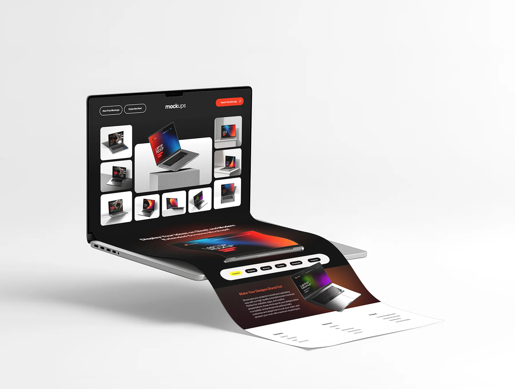 Long Scroll Macbook Extended Screen Mockup Set - 06 Scene 4