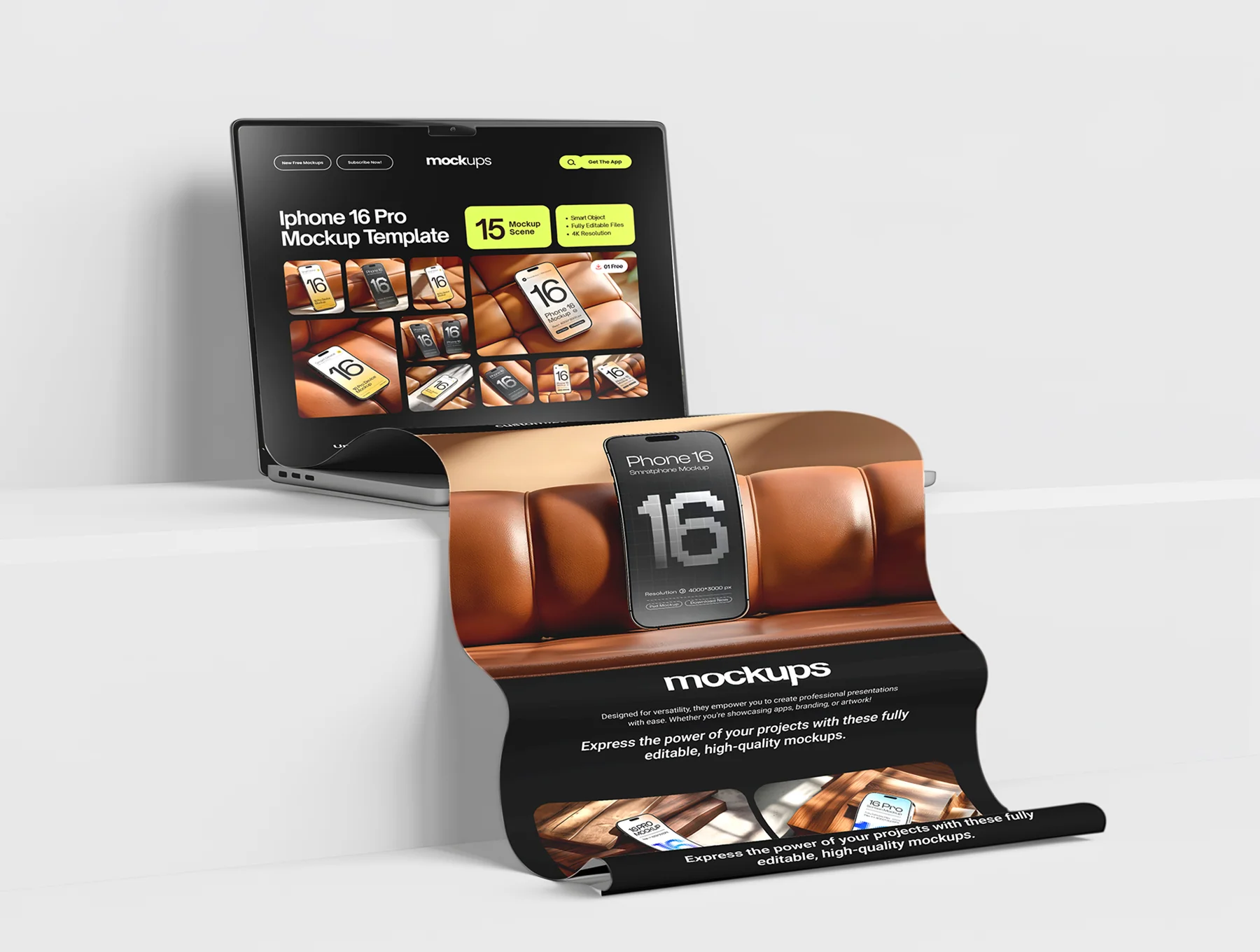 Long Scroll Macbook Extended Screen Mockup Set - 06 Scene 5