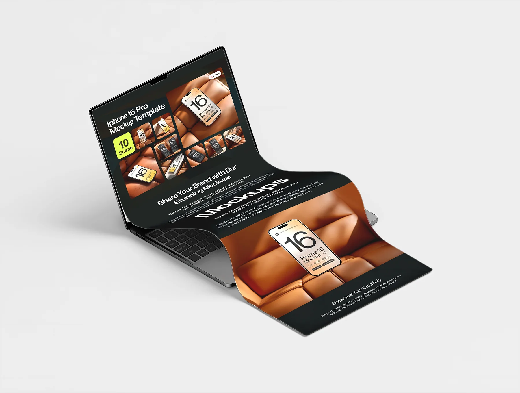 Long Scroll Macbook Extended Screen Mockup Set - 06 Scene 6