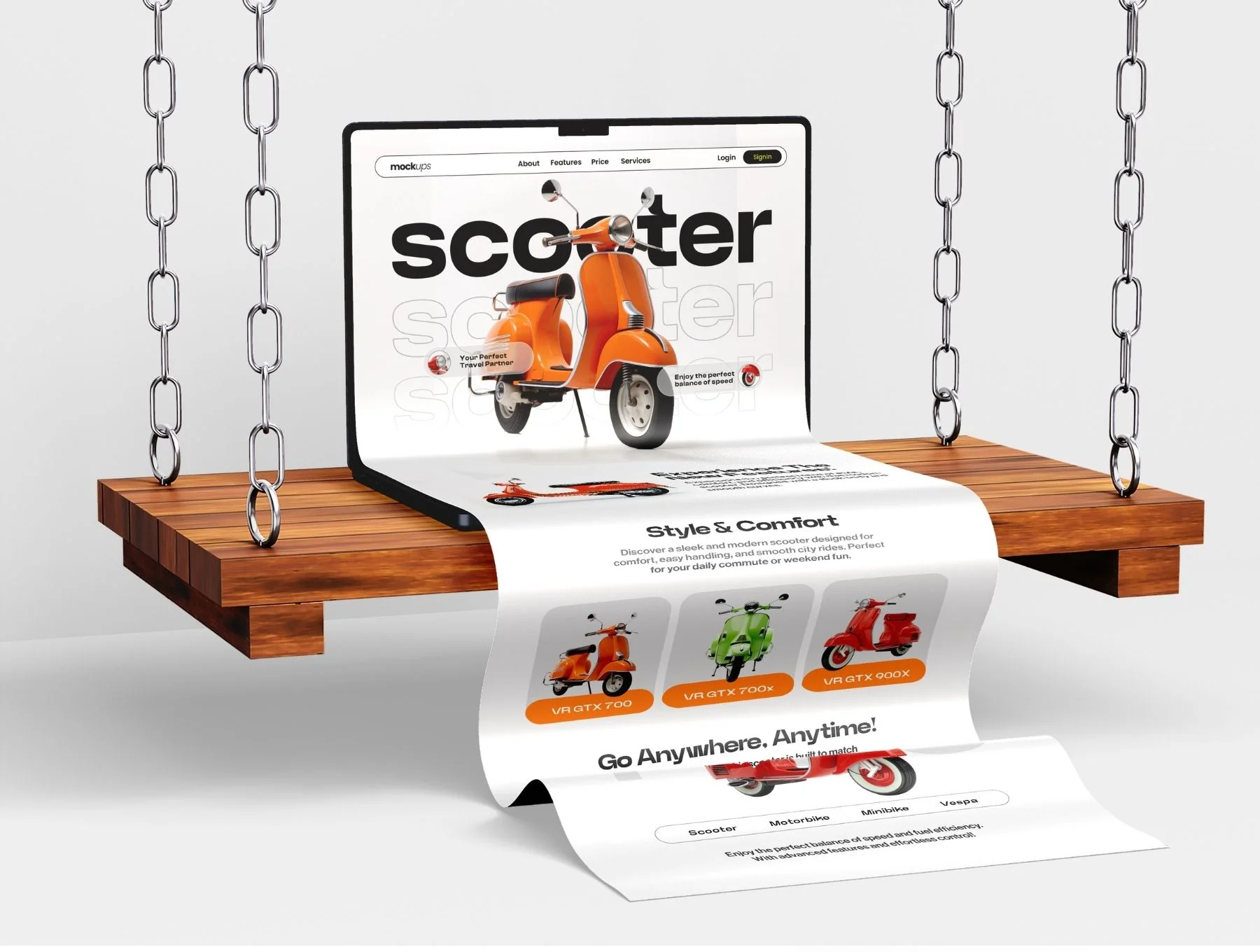 Long Scroll Macbook Screen Mockup Set - 03 Unique Scene 2