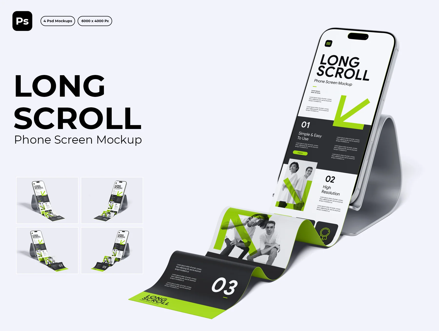 Long Scroll Phone Screen Mockup