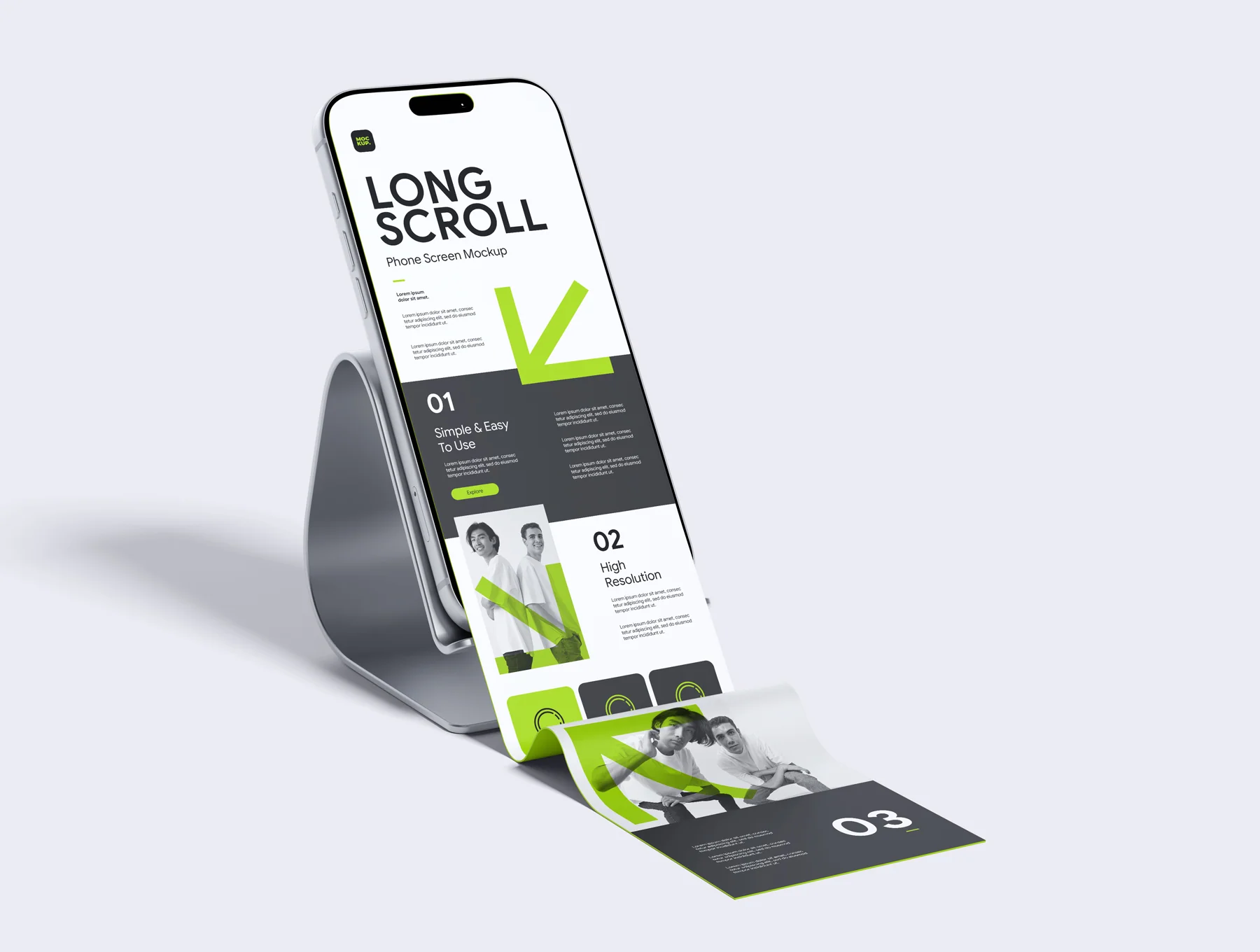Long Scroll Phone Screen Mockup 3