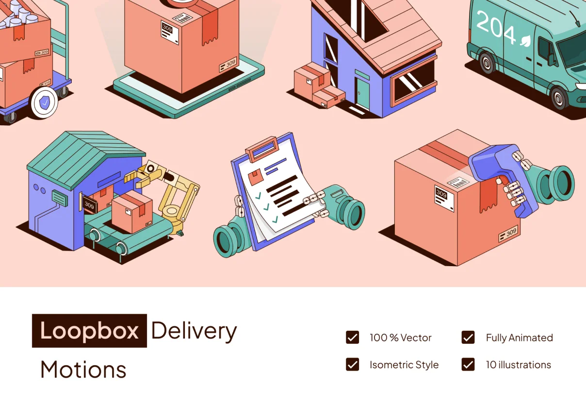 Loopbox - Animated Delivery Illustrations Set