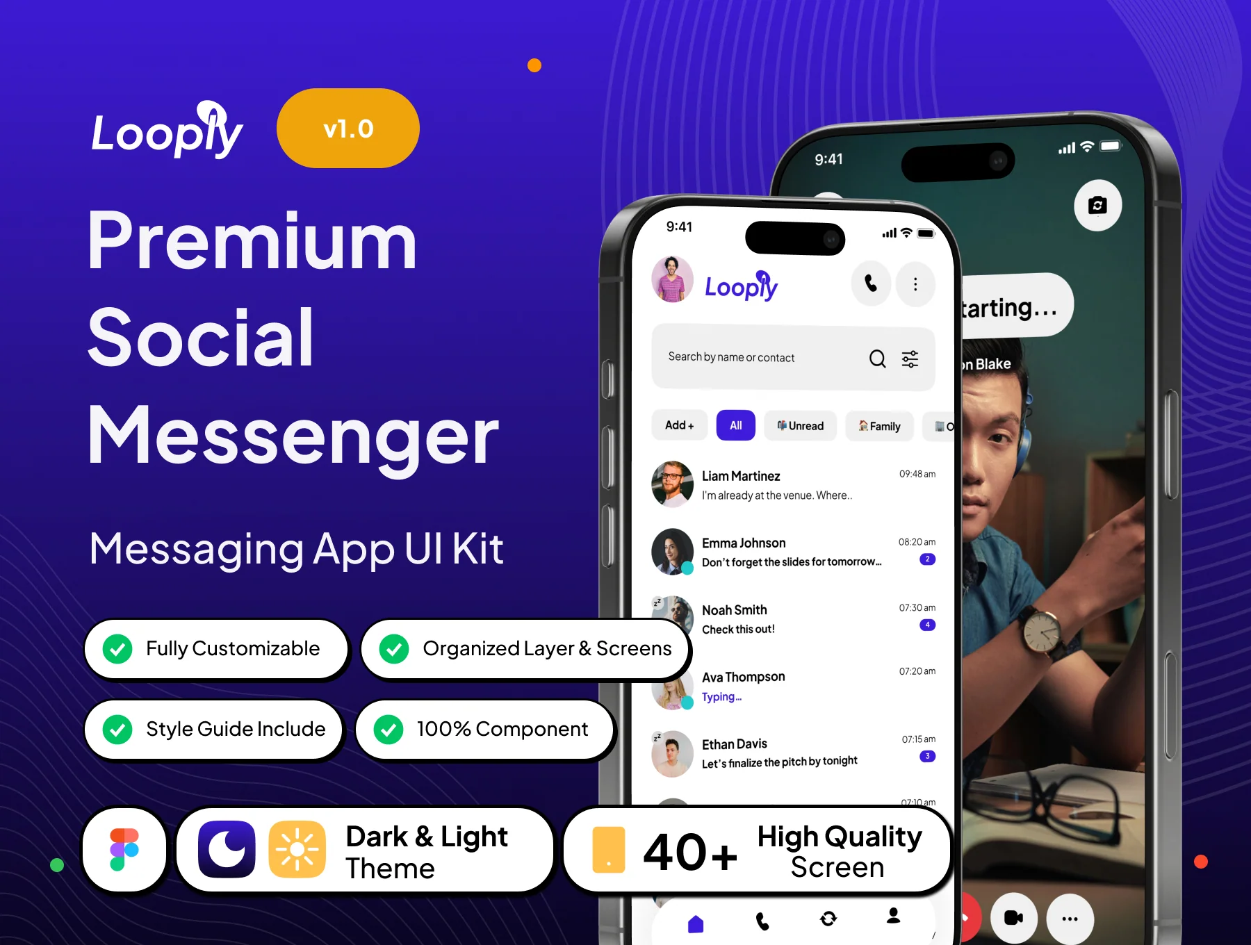 Looply - Premium Social Messenger App UI Kit