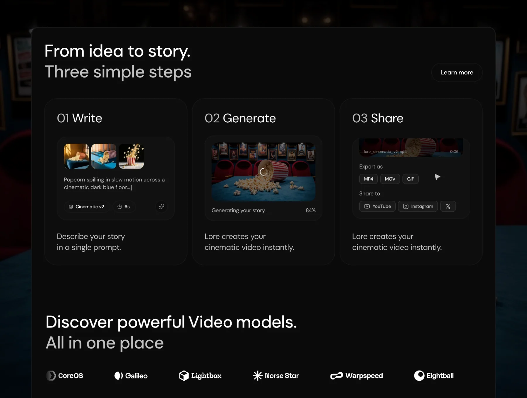 Lore — Generative AI Startup Template 2