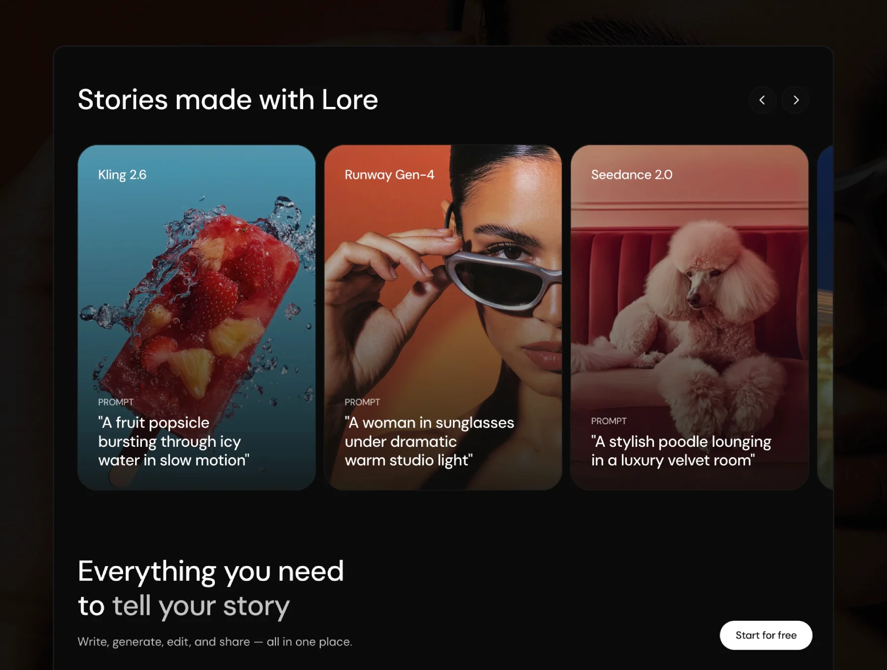 Lore — Generative AI Startup Template 4