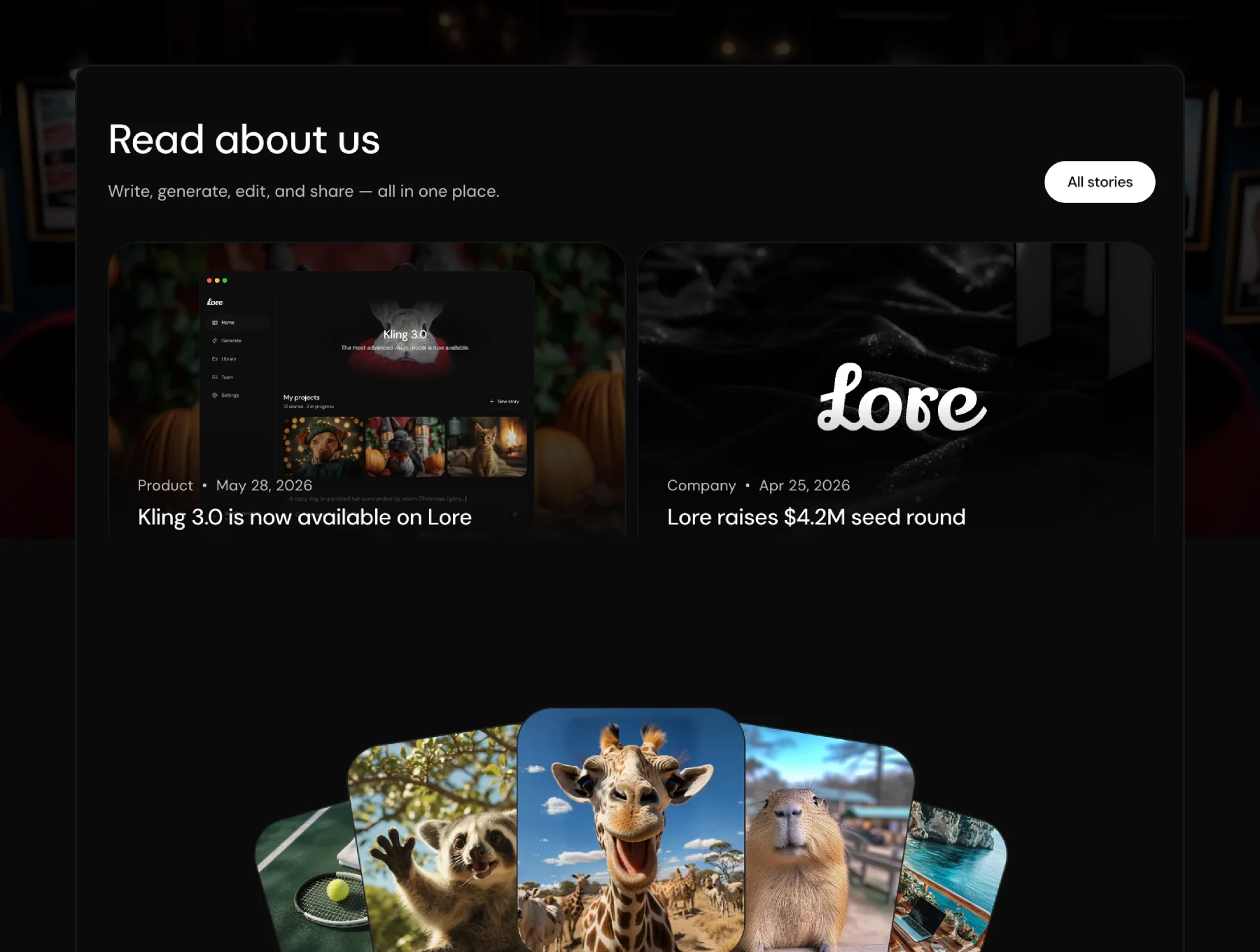 Lore — Generative AI Startup Template 8