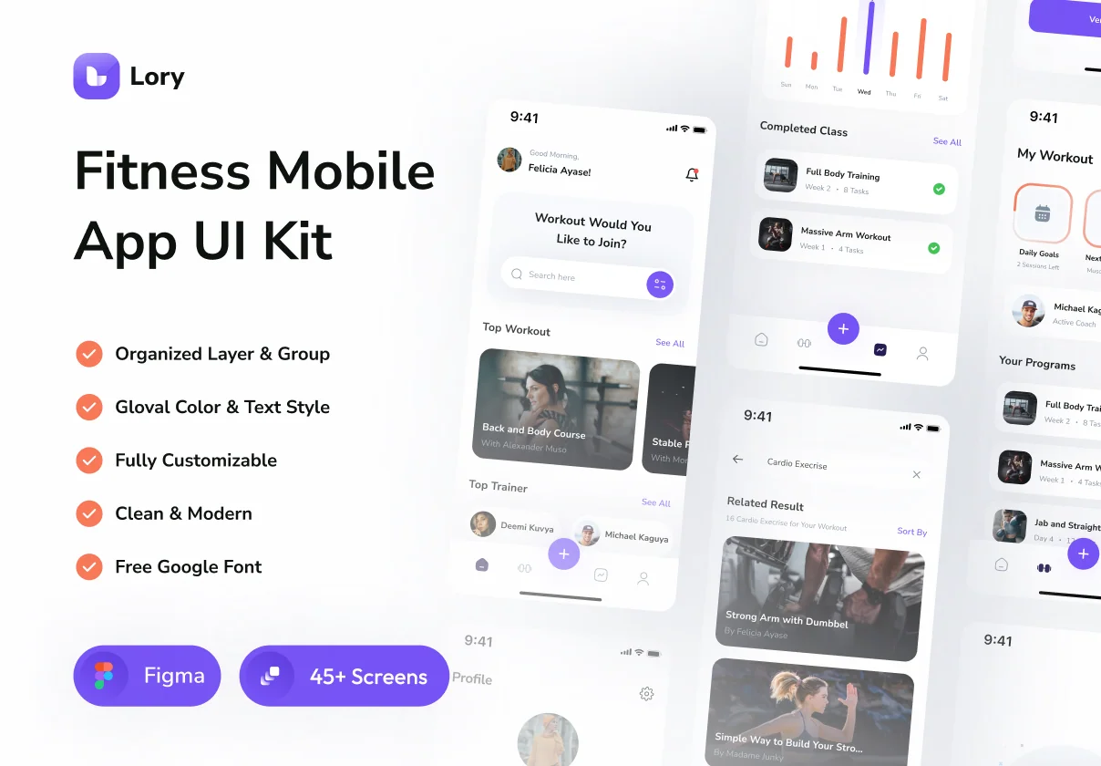 Lory - Fitness Mobile App UI Kit