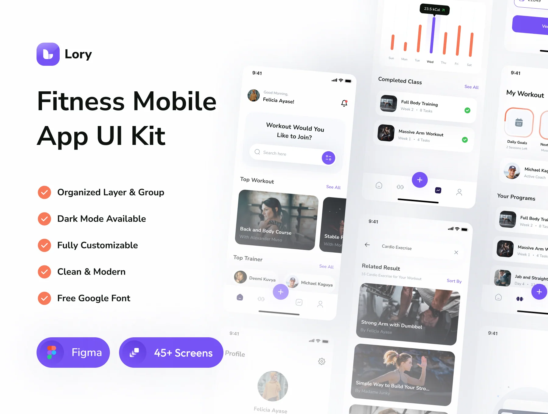 Lory - Fitness Mobile App UI Kit
