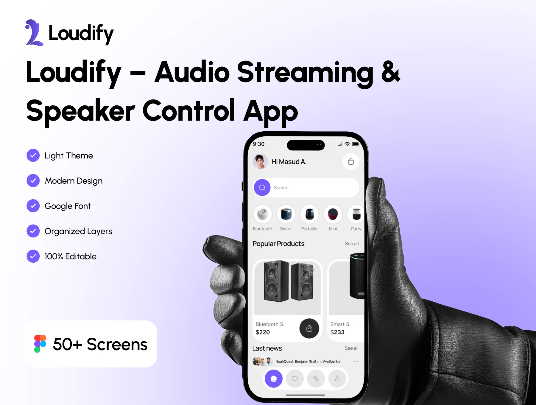 Loudify – Ecommerce Audio Streaming & Speaker App UI Kit