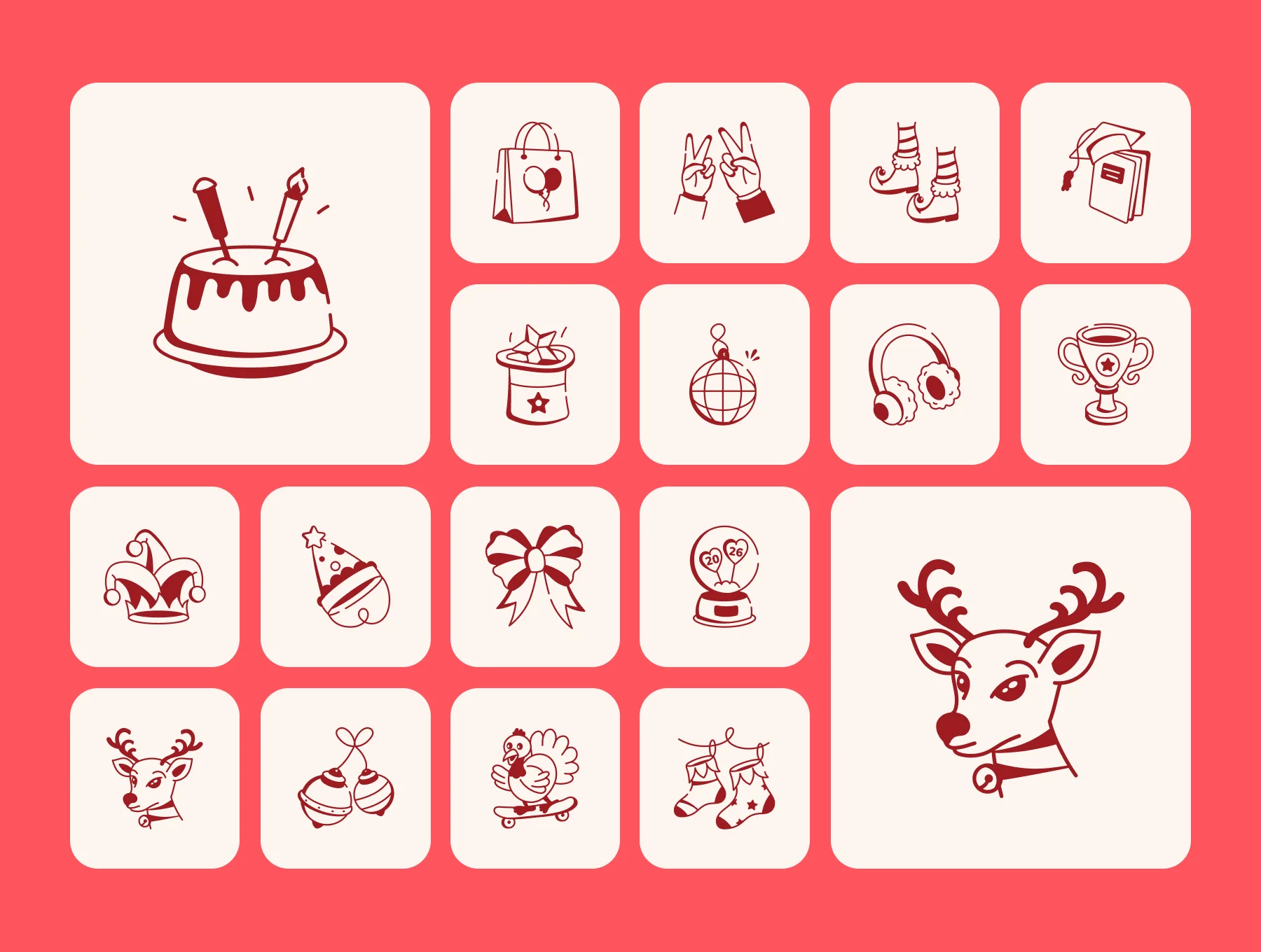 Love and Celebration Doodle Icons 8