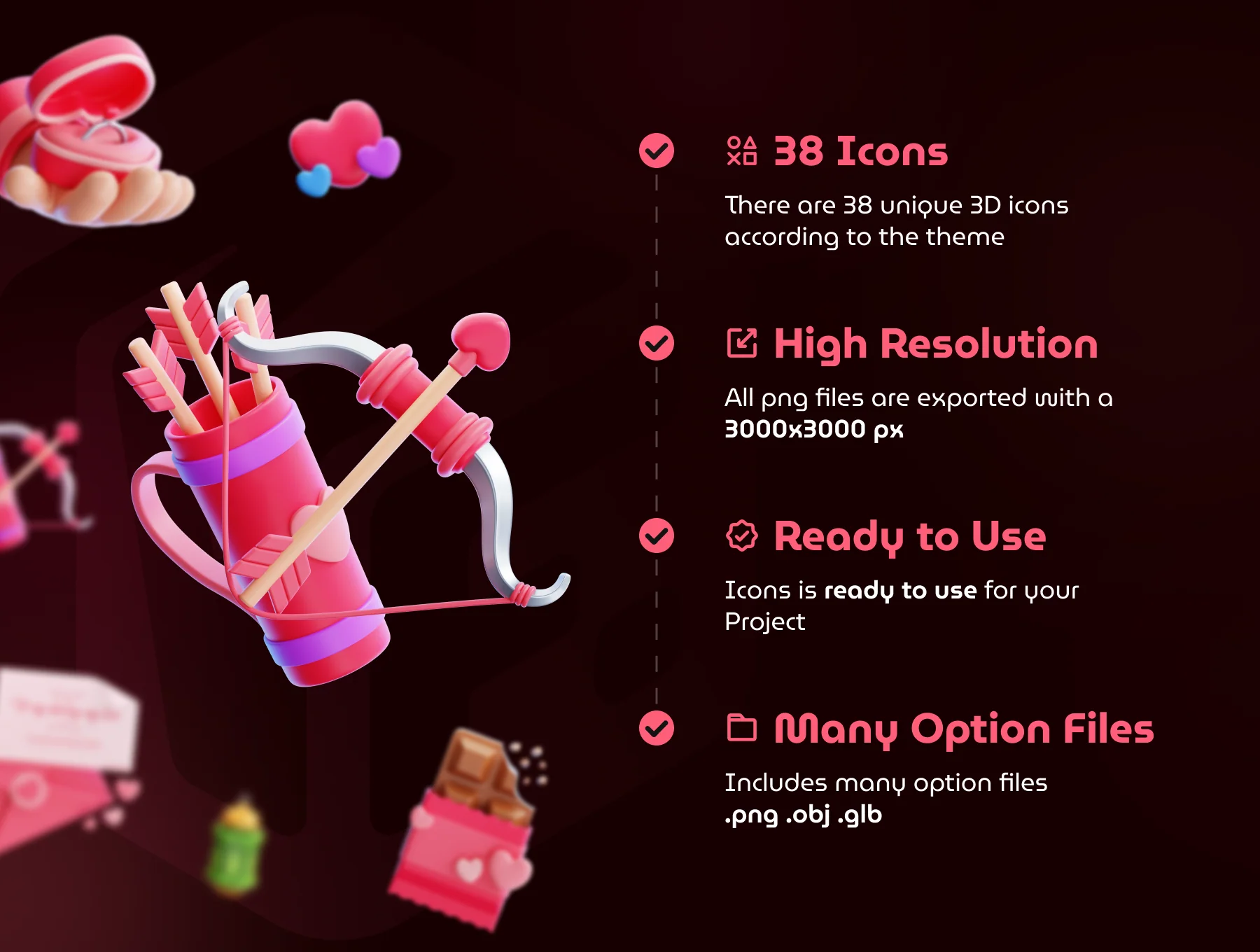 Love and Romance 3D Icon Set 3